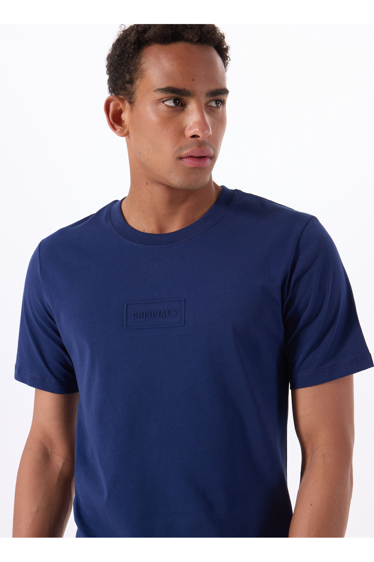 جک اند جونز تی شرت مردانه آبی یقه گرد 12288524_JORSTUDIO TEE SS CREW NECK
