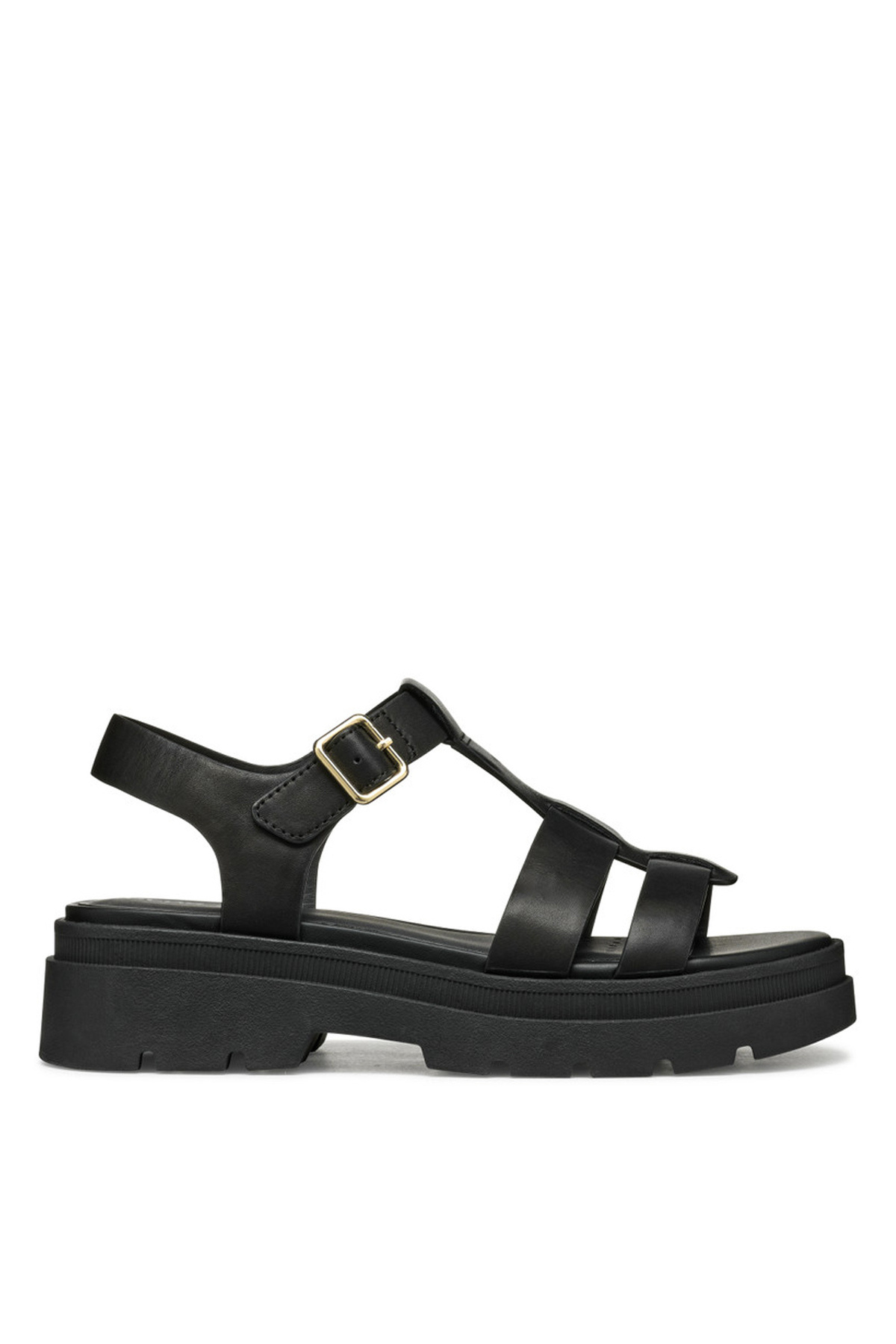 جئوکس صندل زنانه چرم مشکی D55YVB