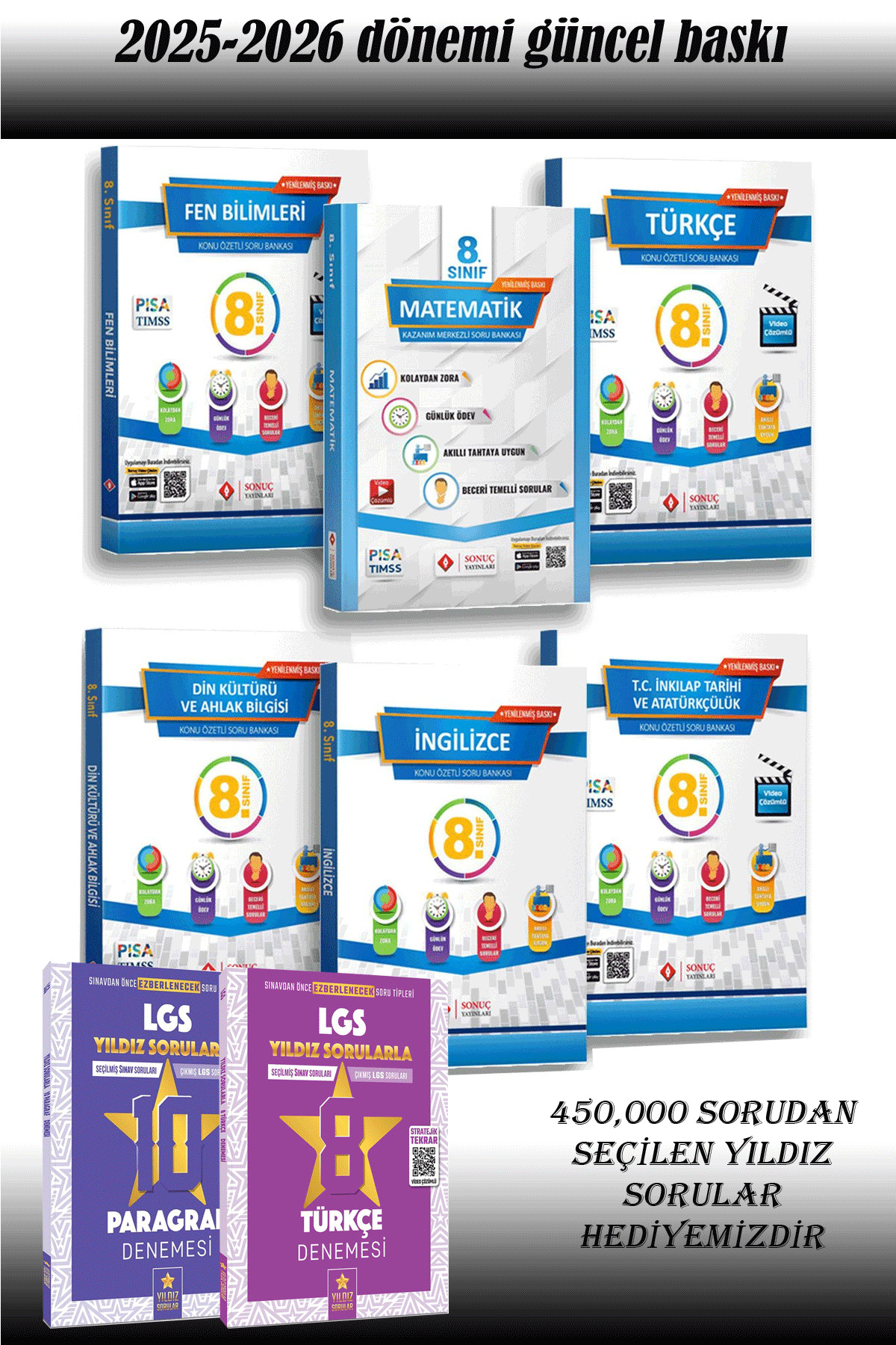 Sonuç Yayınları 8.sınıf LGS Matematik Türkçe Fen İnkılap İngilizce