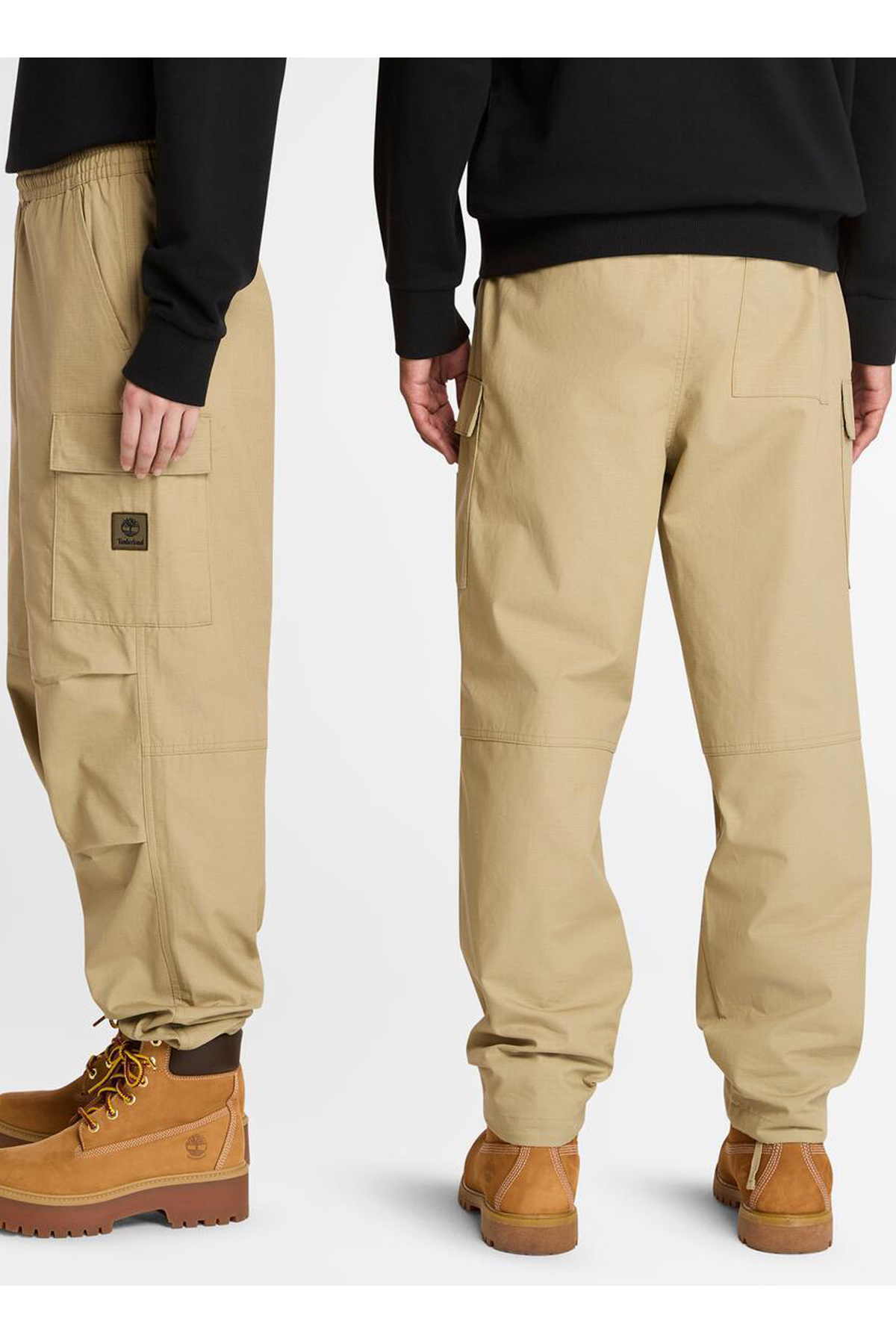 Woven Badge Ripstop Cargo Pant Bej Normal Paça Erkek Kargo Pantolon 2