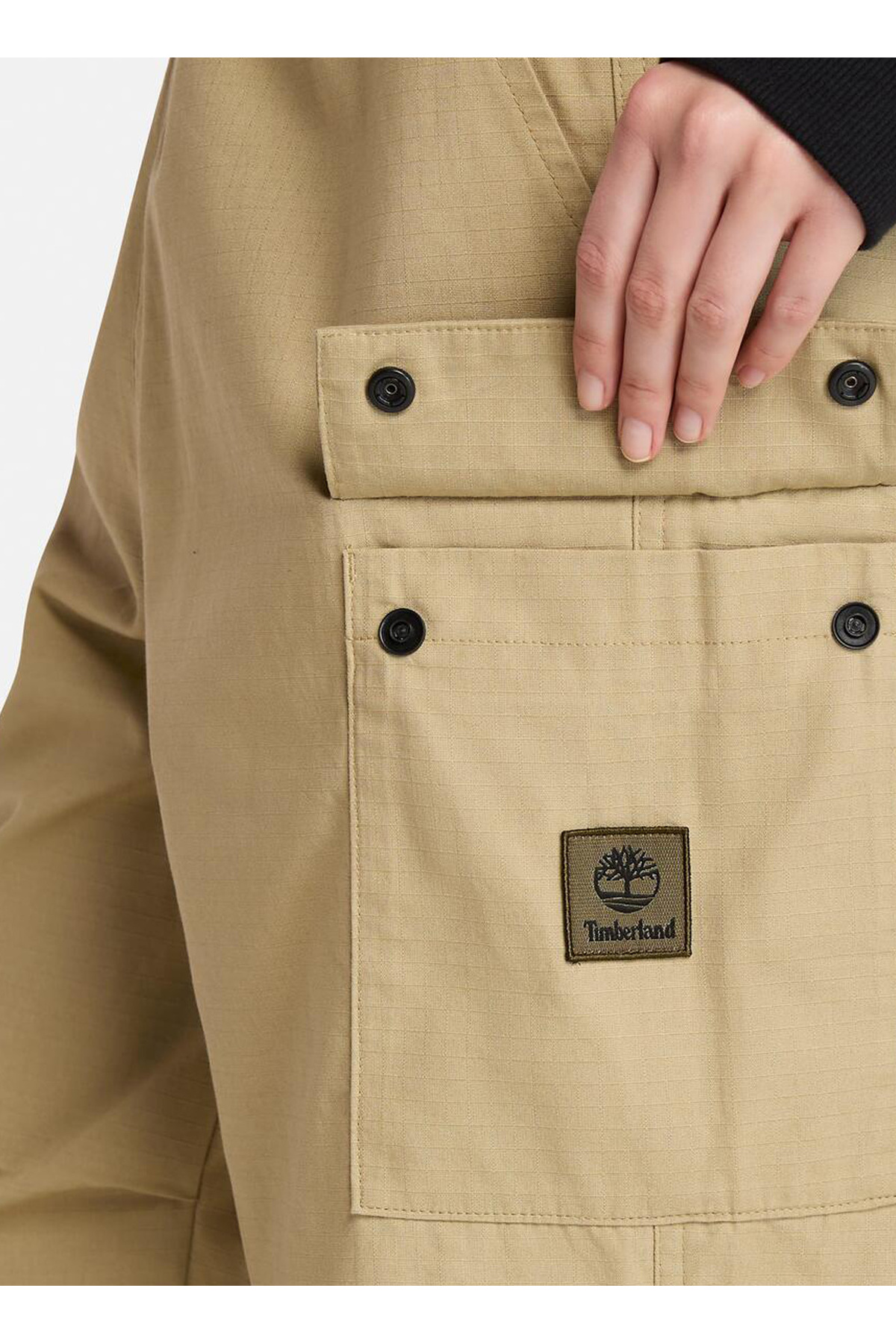 Woven Badge Ripstop Cargo Pant Bej Normal Paça Erkek Kargo Pantolon 4