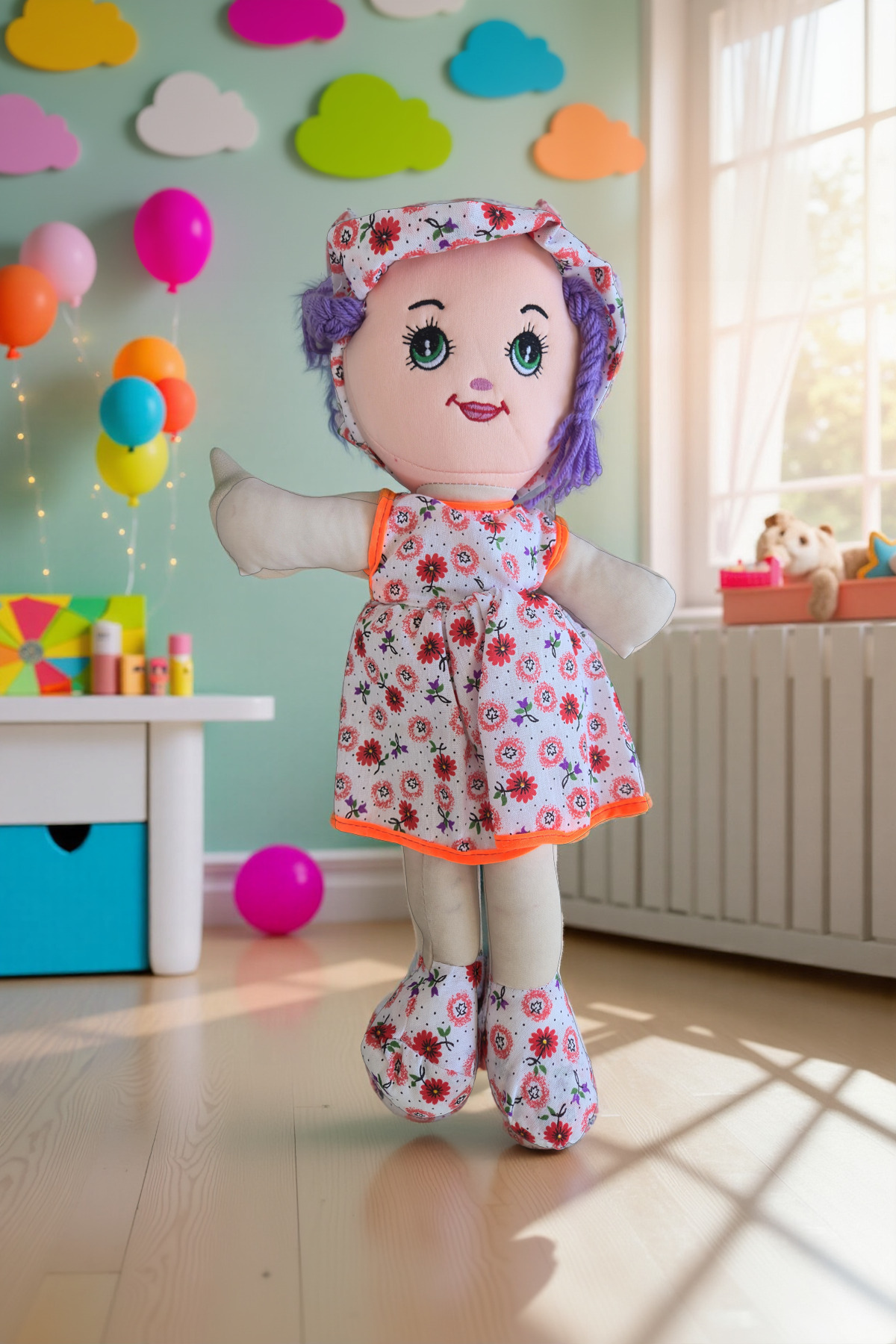 grs oyuncak Bez Bebek 50cm Mor Renkli Elbise Eğitici Oyuncaklar Kız Çocuk Oyuncakları Evcilik Oyuncakları fotoğrafı 2 (önizleme)