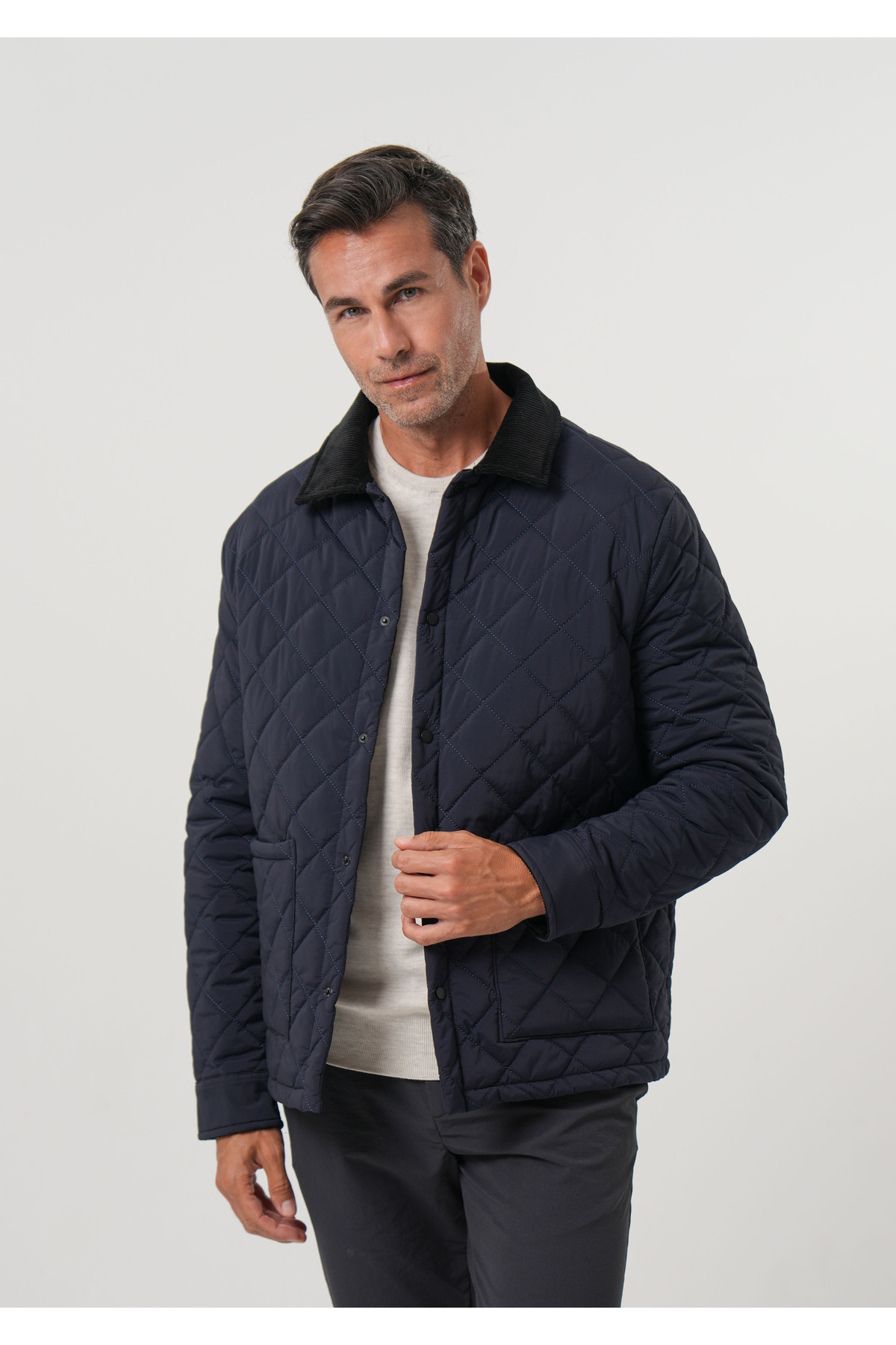 PIQUE  Erkek Mont Baklava Desen Kapitoneli Çıtçıt Kapamalı Erkek Mont - Görsel 3