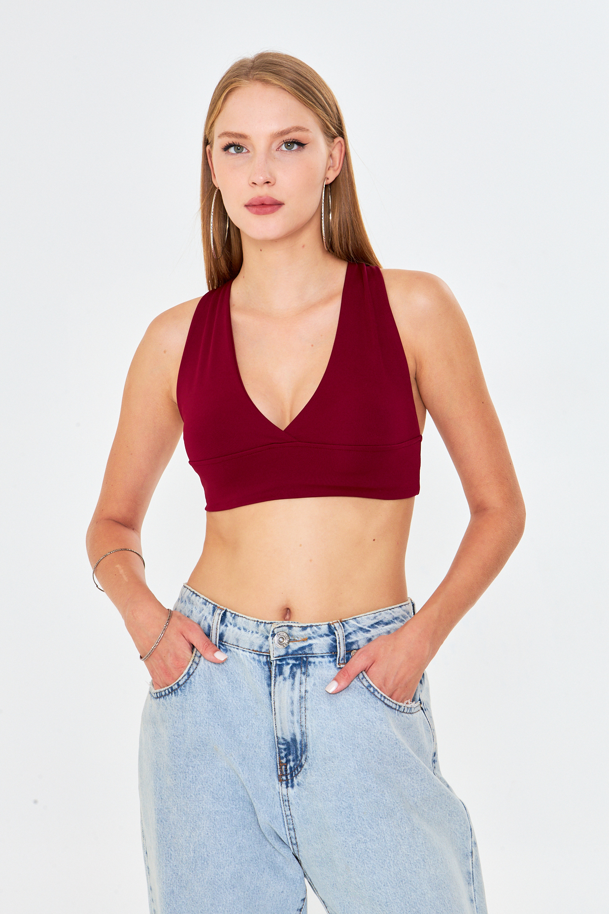 FLAMOVA KADIN SIRT ÇAPRAZ DETAYLI BASIC SPOR BRALET görsel 7