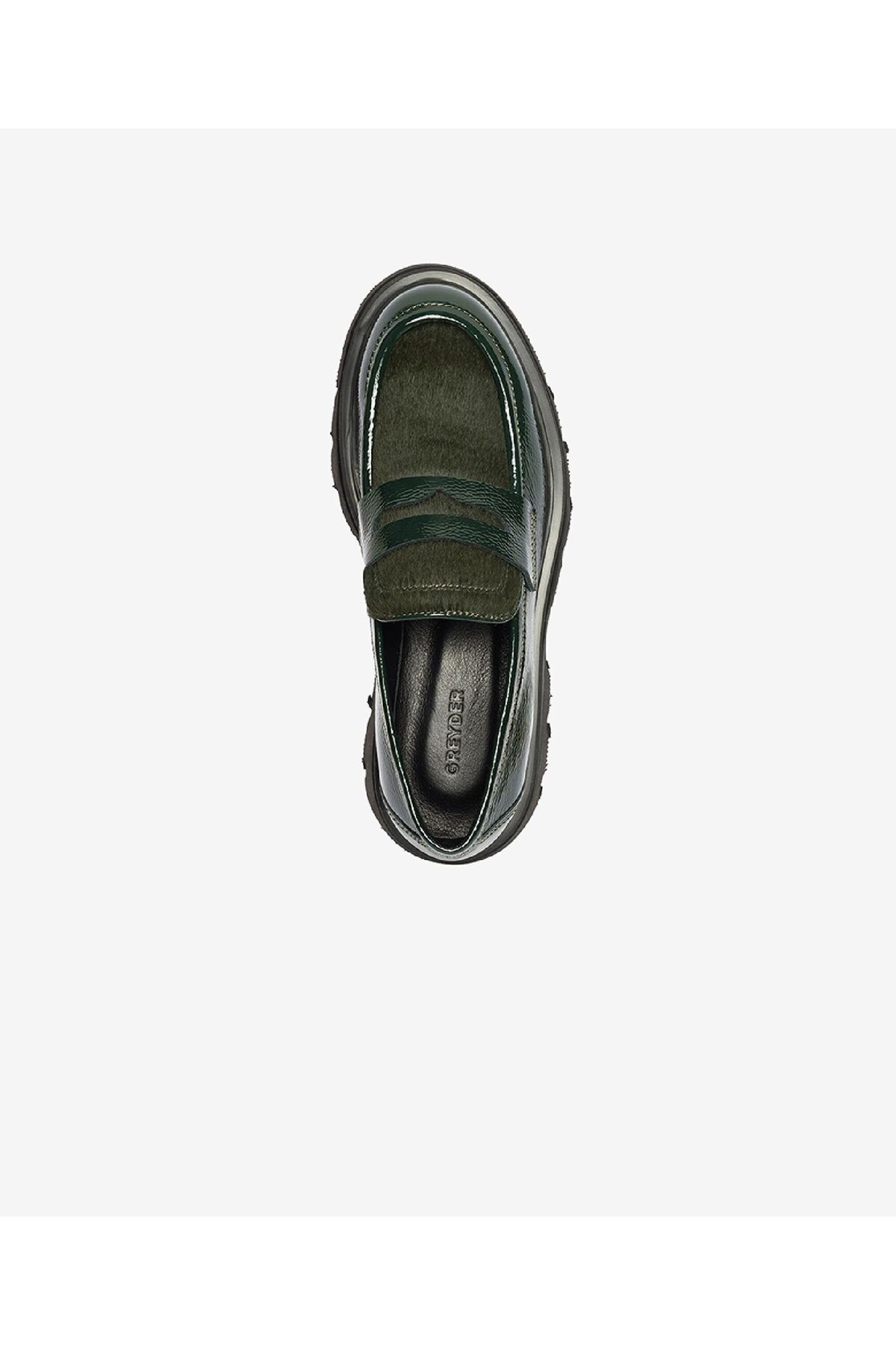 Greyder  Kadın Yeşil Rugan Hakiki Deri Loafer Ayakkabı 4K2WA59116 - Görsel 4