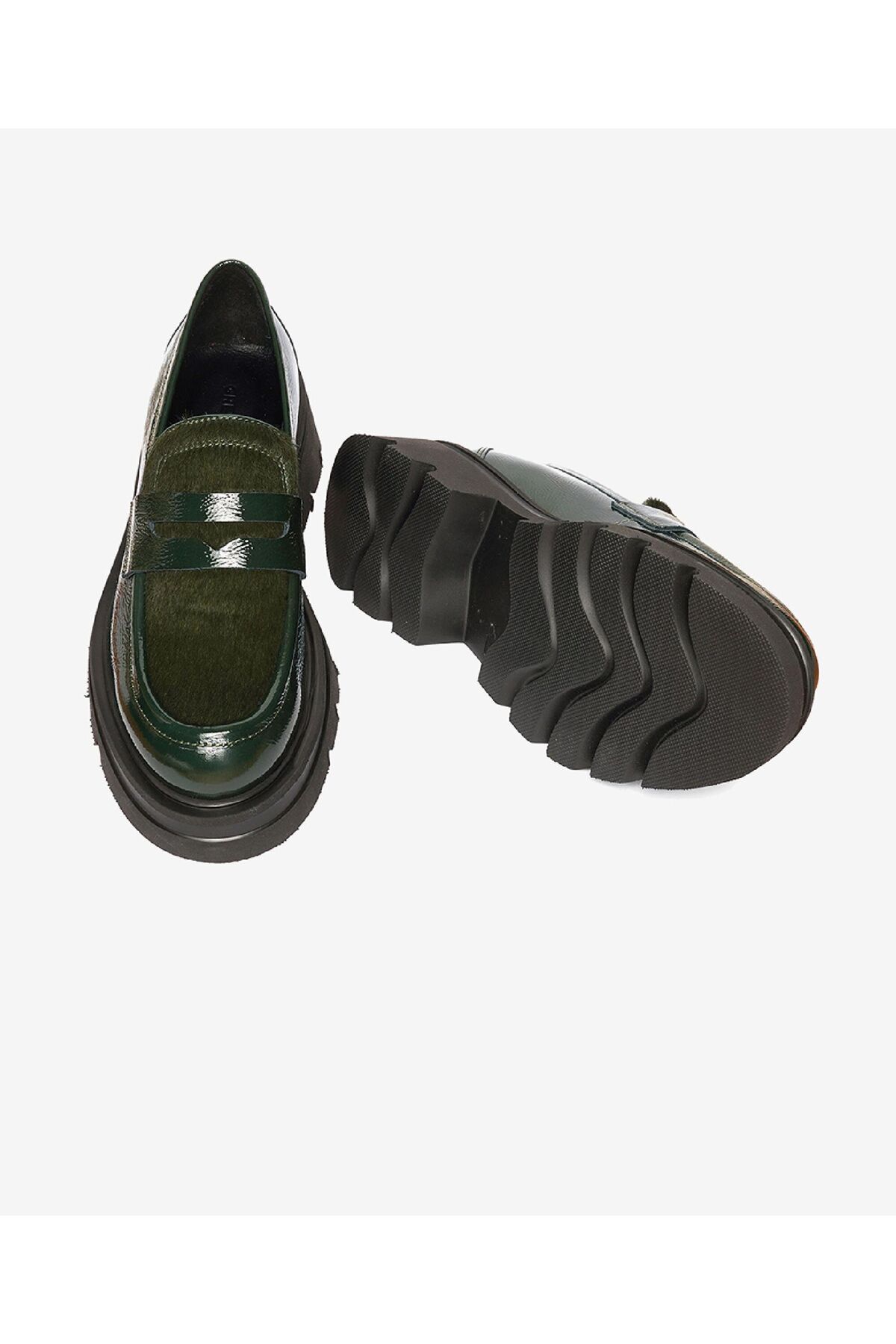 Greyder  Kadın Yeşil Rugan Hakiki Deri Loafer Ayakkabı 4K2WA59116 - Görsel 6