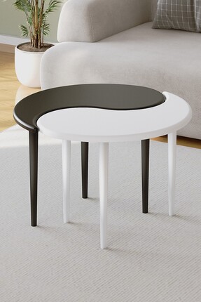 Harmonia Studio Dekoratif Modern Siyah Beyaz Orta Sehpa