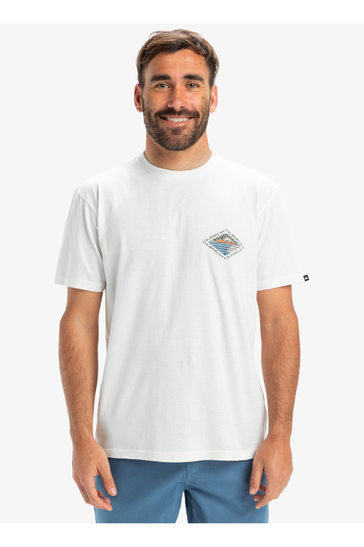 کوییک سیلور تی شرت مردانه طرح EVO FUTURE ISLANDS SS سفید یقه گرد، سایز معمولی، کد EQYZT08038