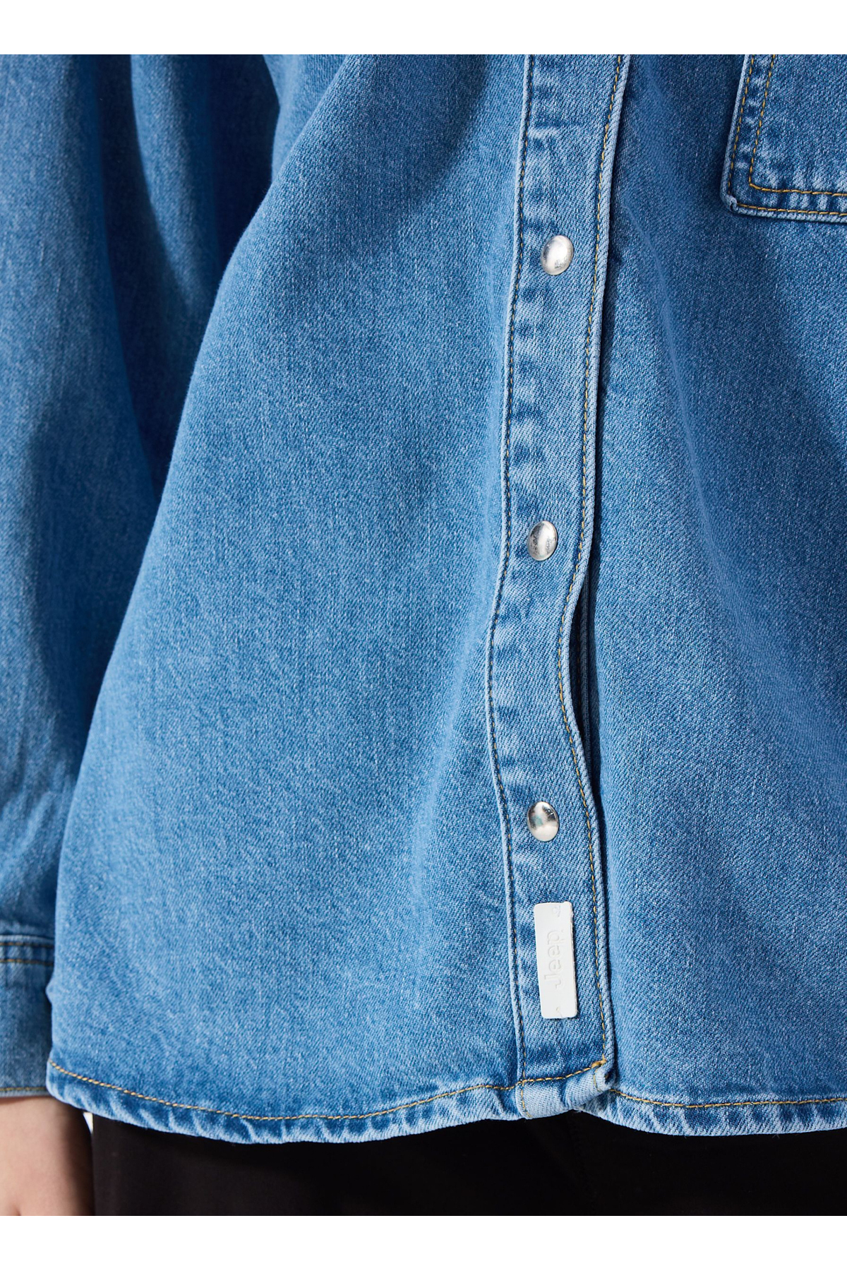 Jeep  Relaxed Gömlek Yaka Yıkamalı İndigo Kadın Denim Gömlek J5SL-GML7149 - Görsel 5