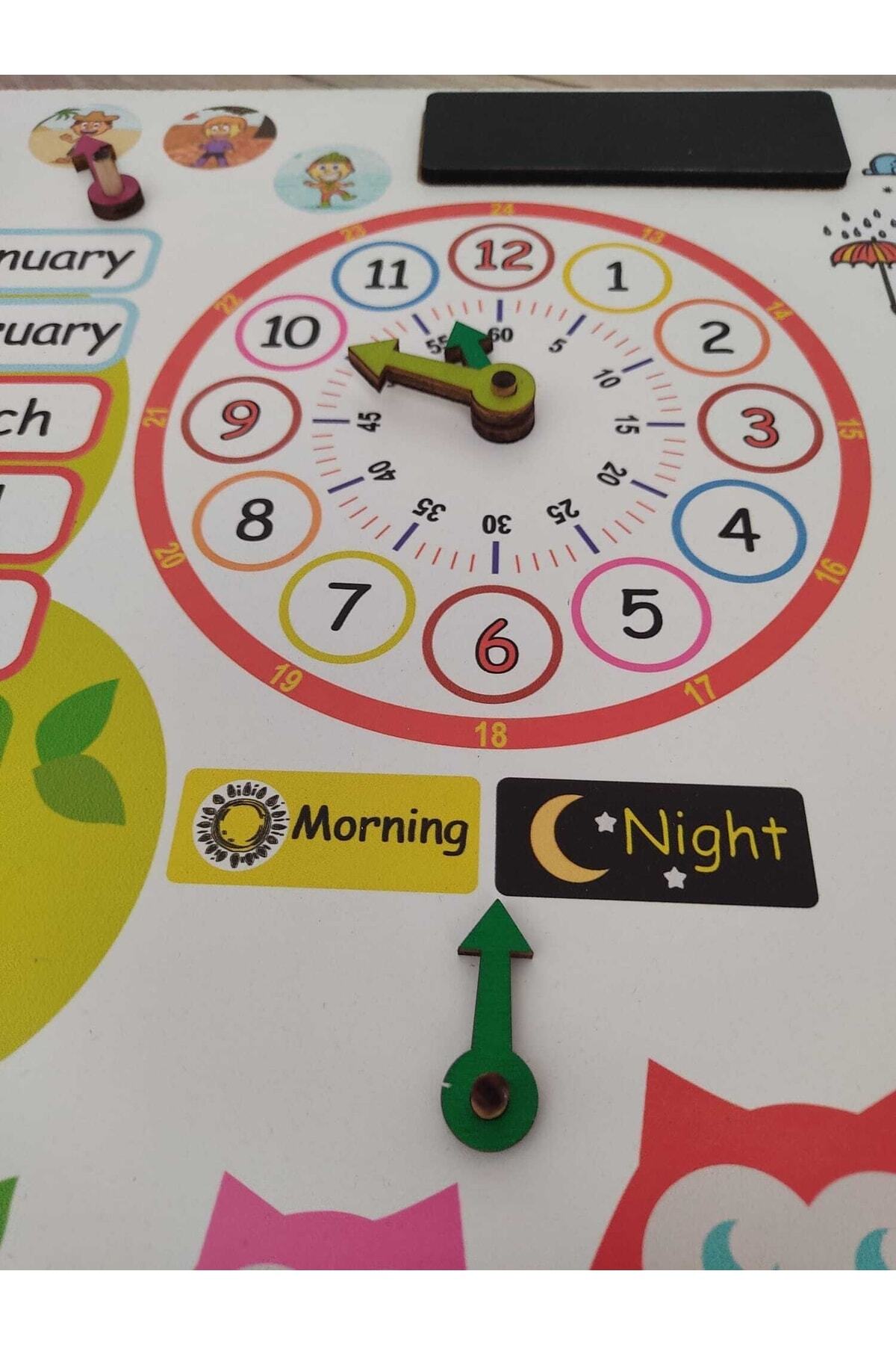 Ankebut Montessori Ingilizce Ahşap Saatli Eğitici Takvim Günler, Aylar, Mevsimler, Hava Durumu, Rakamlar fotoğrafı 5 (önizleme)