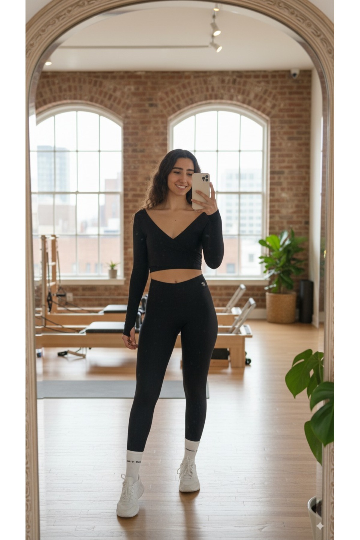 Keep Risen  Beli Ince Gösteren Özel V Kesim Kadın Spor Tayt Siyah - Görsel 7