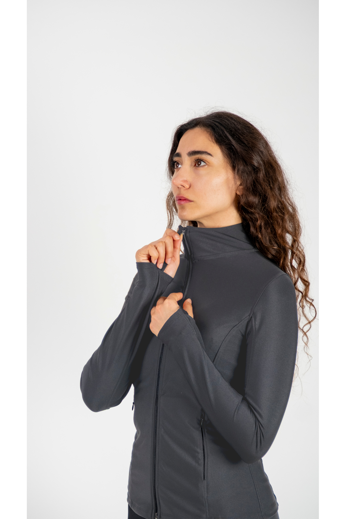 Keep Risen Fermuarlı Çift Cepli Parmak Geçmeli Slim Fit Spor Ceketi Gri görsel 4