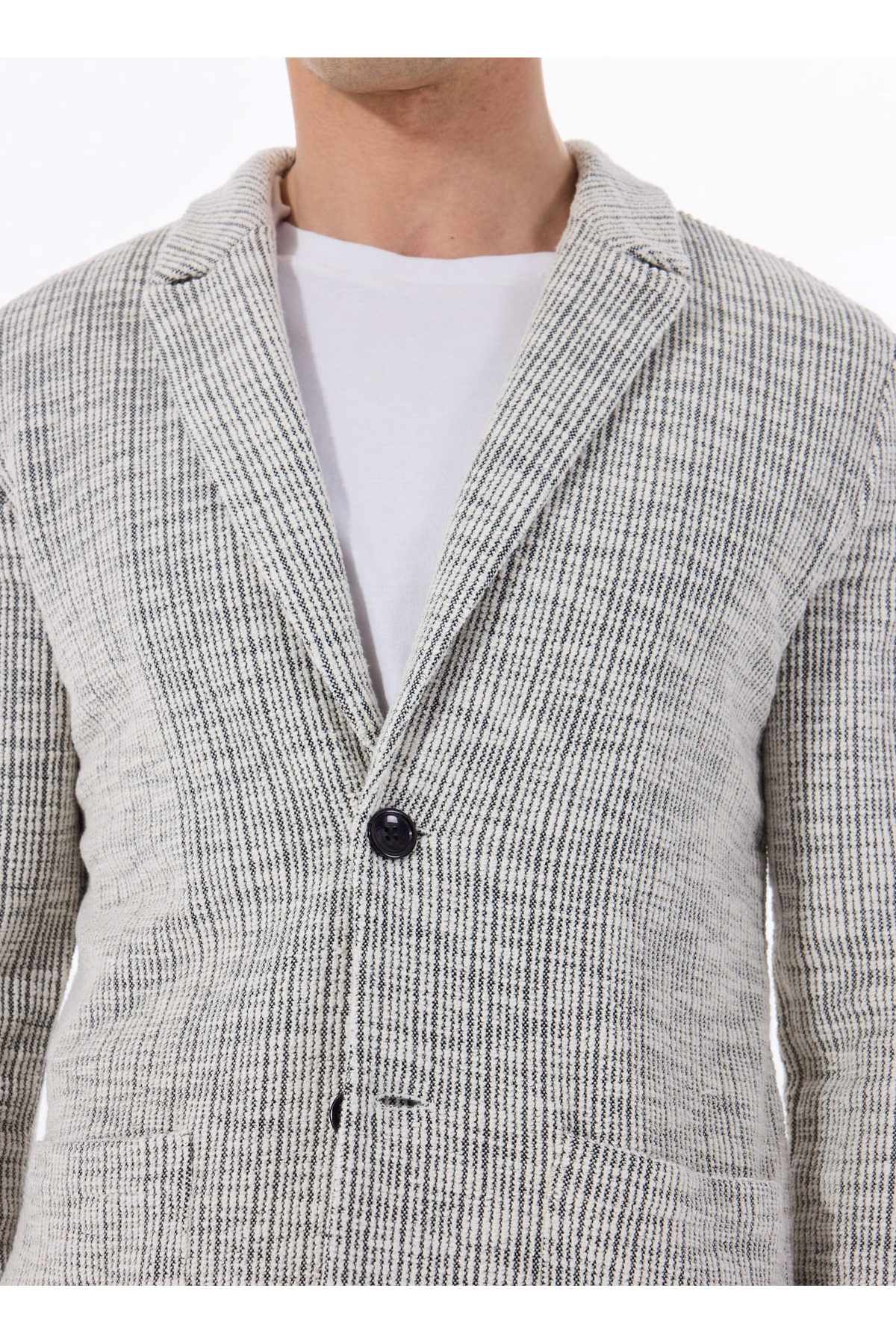 Fabrika  Basic Siyah - Ekru Erkek Jakarlı Ceket F5SM-CKT 2055 - Görsel 4