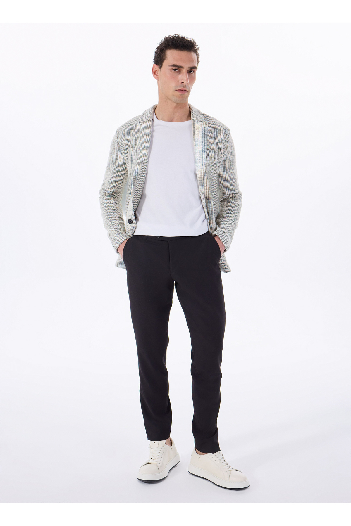 Fabrika  Basic Siyah - Ekru Erkek Jakarlı Ceket F5SM-CKT 2055 - Görsel 2
