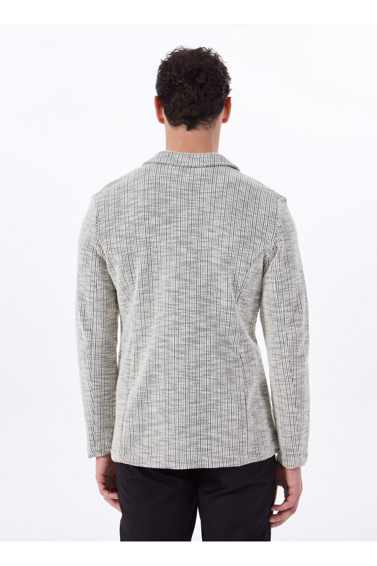 Fabrika  Basic Siyah - Ekru Erkek Jakarlı Ceket F5SM-CKT 2055 - Görsel 5