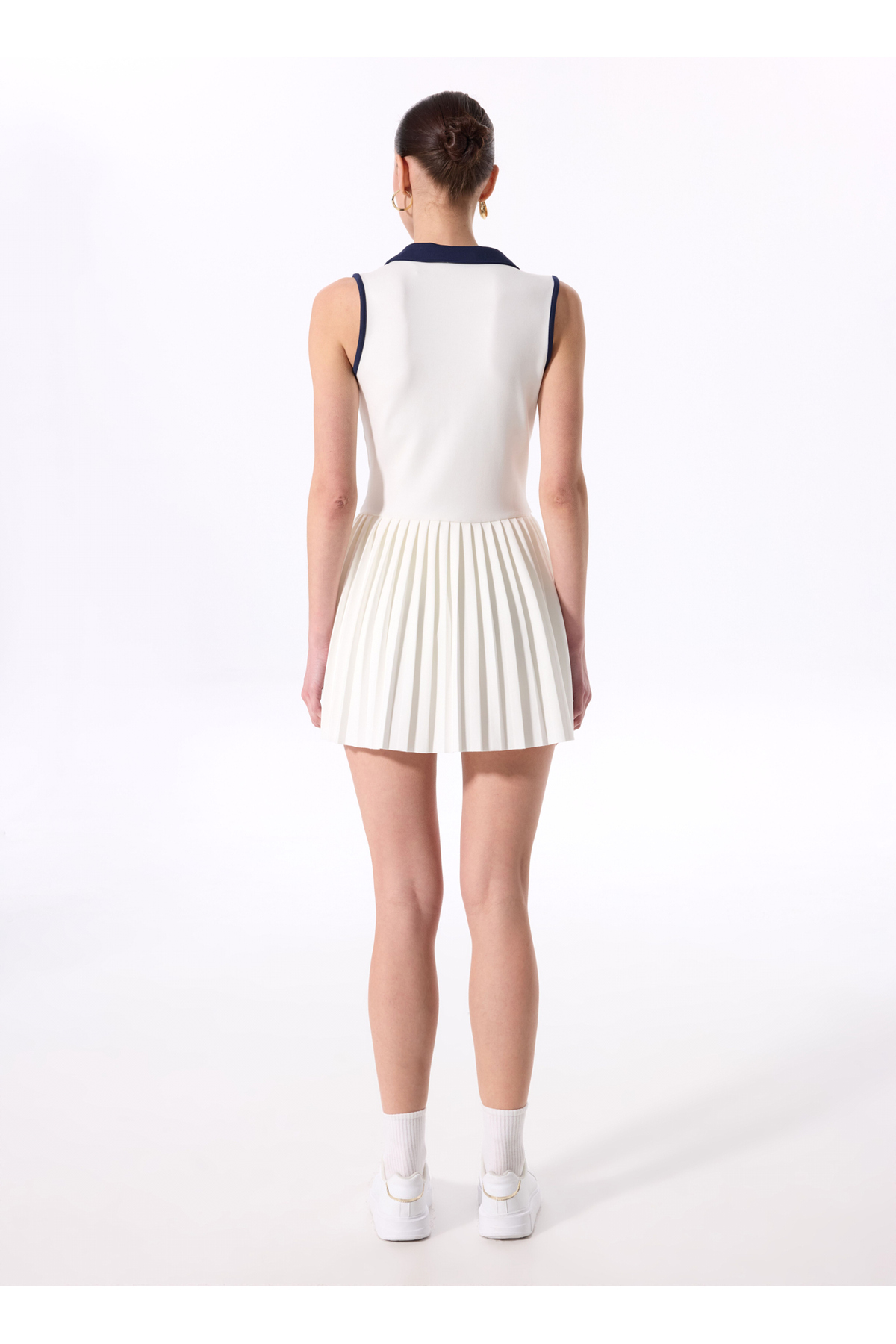 Fabrika  Gömlek Yaka Piliseli Ekru Kısa Kadın Elbise F5SL-ELB0364 - Görsel 6