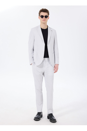 Fabrika Normal Bel Slim Fit Gri Erkek Takım Elbise F5SM-TKM 2320