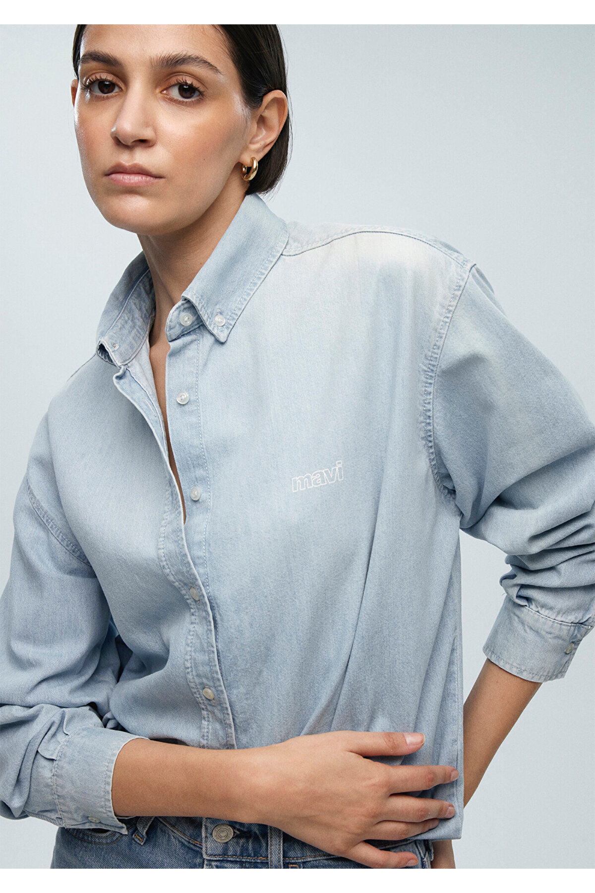 Maddie Iconic Buz Jean Gömlek Boyfriend 1210527-87095 — آبی — تصویر 2 از 5