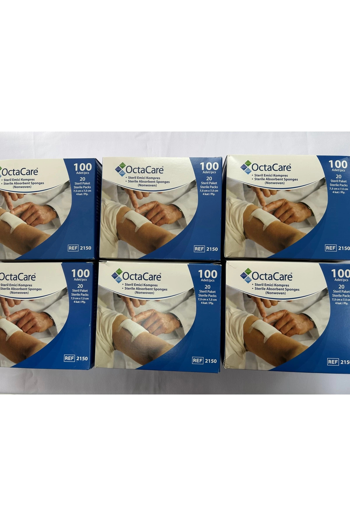 Octacare Steril Gaz Kompres Spanç 7,5cm x 7,5cm - 6 Kutu - 600 Adet