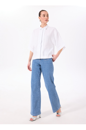 Fabrika Normal Bel Düz Paça Normal Açık İndigo Kadın Denim Pantolon F5SL-PNT0332