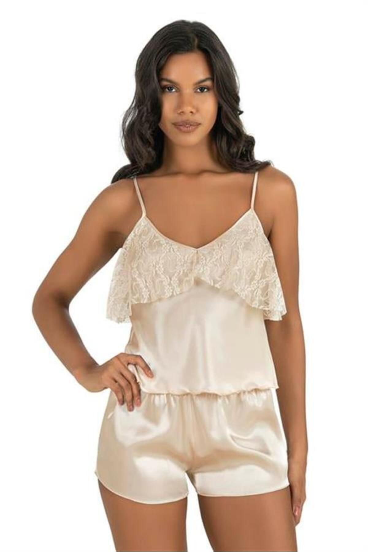 Aria's Closet Arias Closet Fildişi Saten Şort Takımı 9214