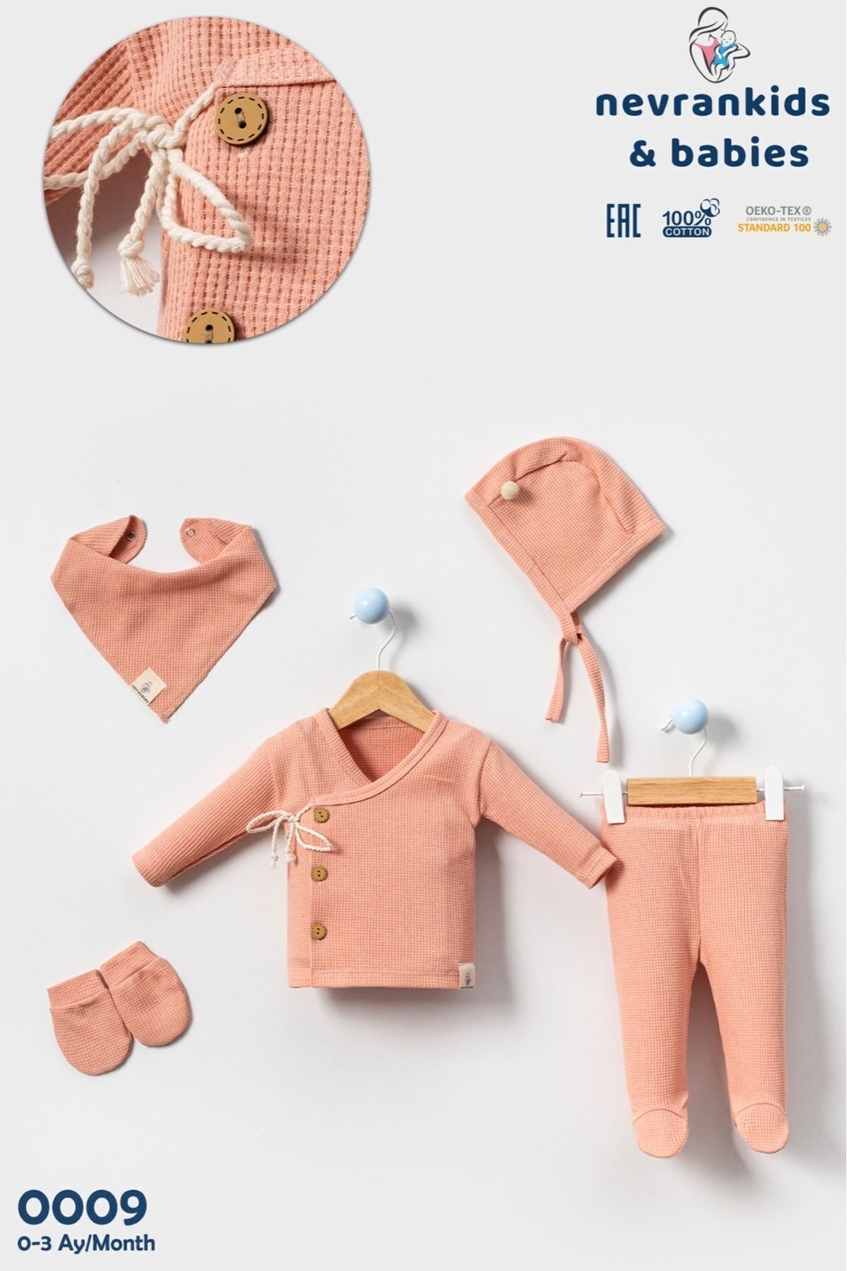 nevrankids Organik Ip Bağlama’lı Kokonat Düğme 5'li Hastane Çıkışı fotoğrafı 7 (önizleme)