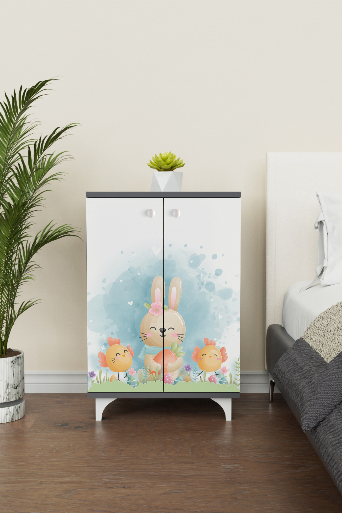 Hediyeler Kapında Happy Bunny 2 Raflı Çok Amaçlı Dolap Çocuk Odası Dolabı fotoğrafı 3 (önizleme)