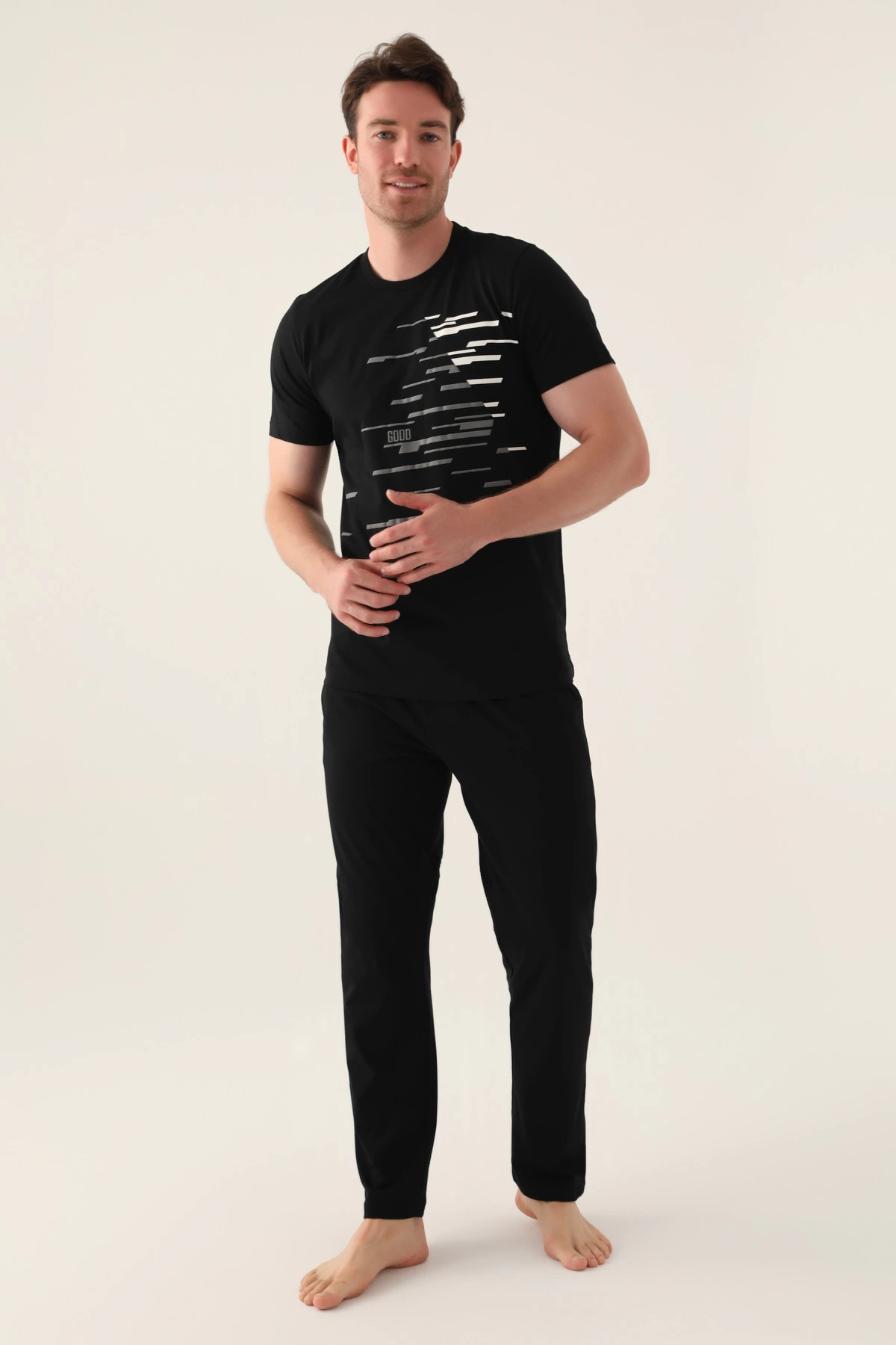 Arnetta Symmetry Siyah Erkek Pijama Takımı görsel 3