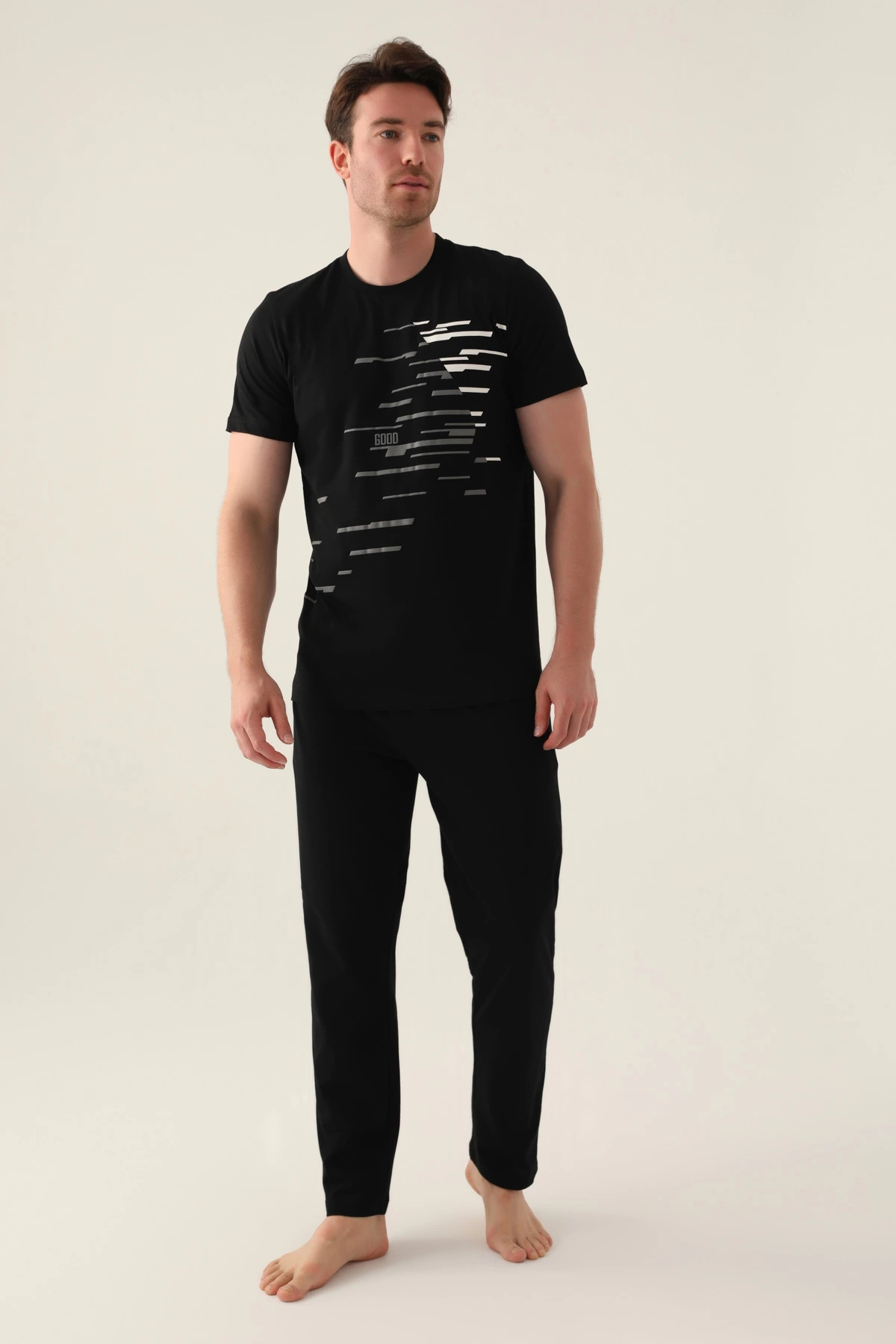 Arnetta Symmetry Siyah Erkek Pijama Takımı görsel 2