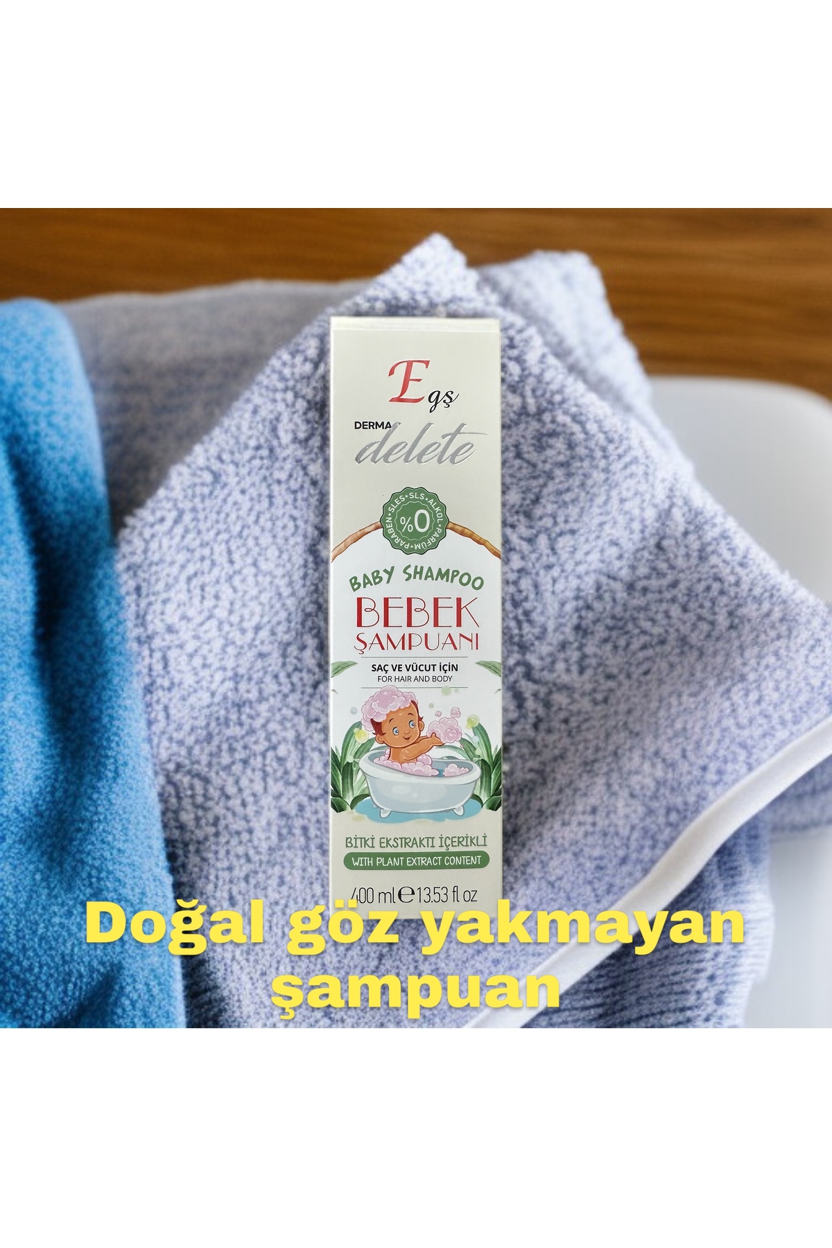 Egş DERMA delete BEBEK ŞAMPUANI SAÇ ve VÜCUT DOĞAL ŞAMPUAN 400ml %0 sls sles alkol parfüm paraben yok fotoğrafı 3 (önizleme)