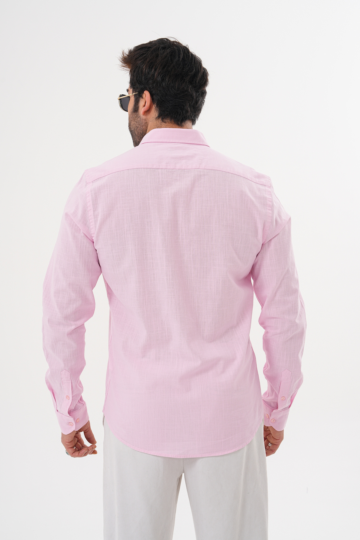 Catto Peak  Erkek 100%pamuk Nefes Alan Teri Emen Nakışlı Regular Gömlek - Görsel 5