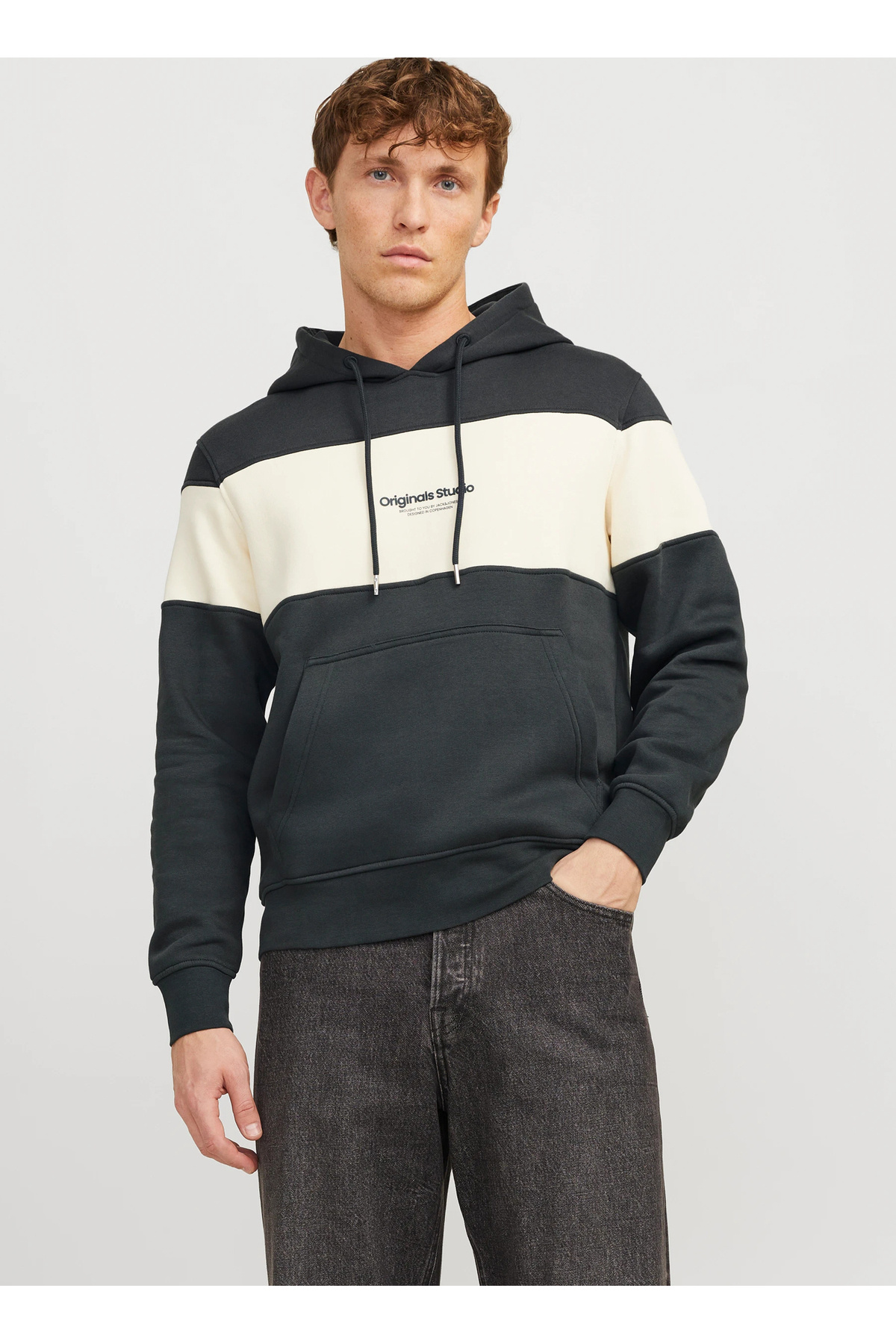 جک اند جونز سویشرت کلاه‌دار مردانه سبز JORVESTERBRO BLOCK SWEAT HOOD STYD