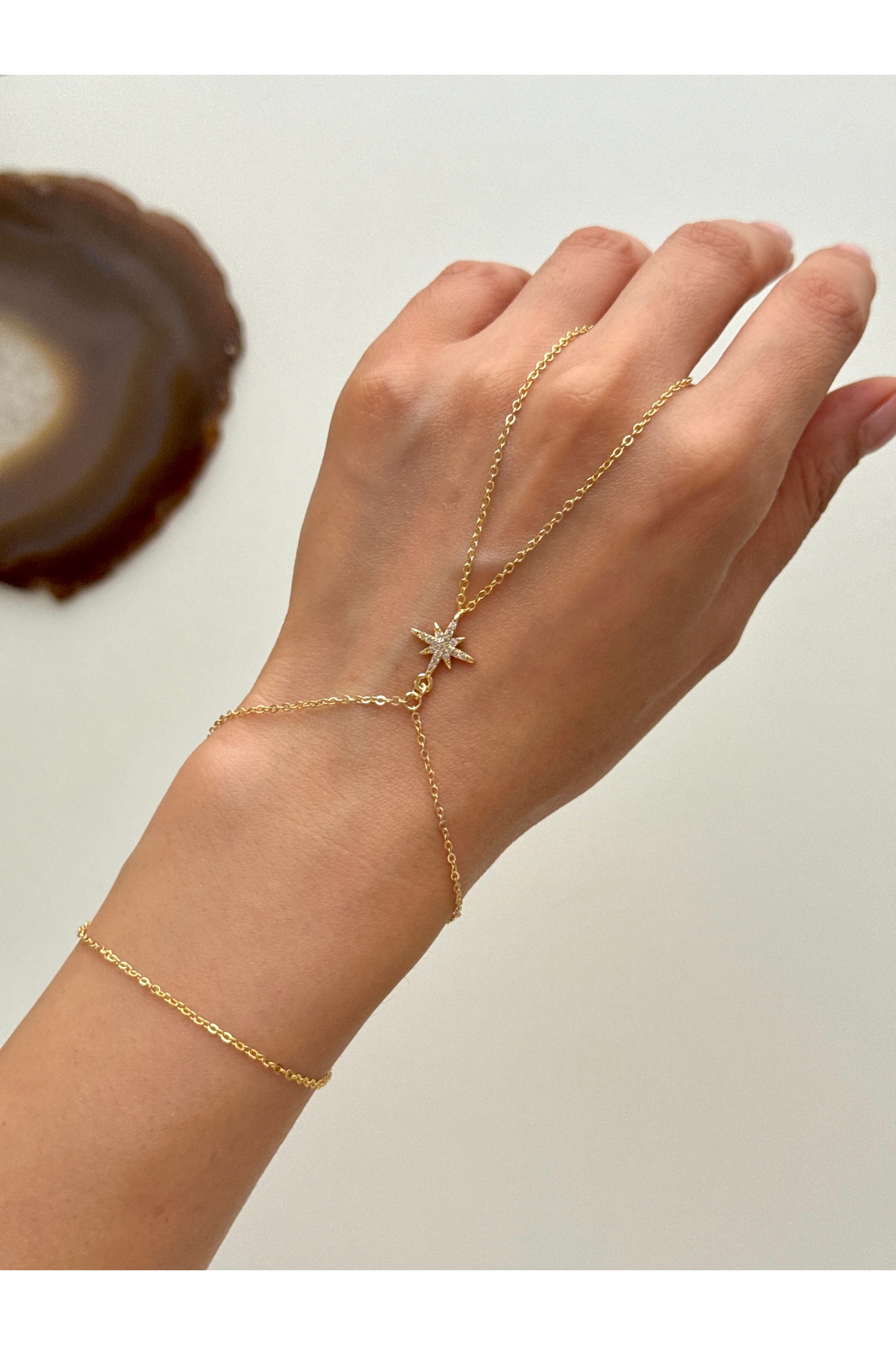 YOUES JEWELRY  Çelik 14K ALTIN RENK ŞAHMERAN BİLEKLİK KUTUP YILDIZI ŞAHMERAN - Görsel 3