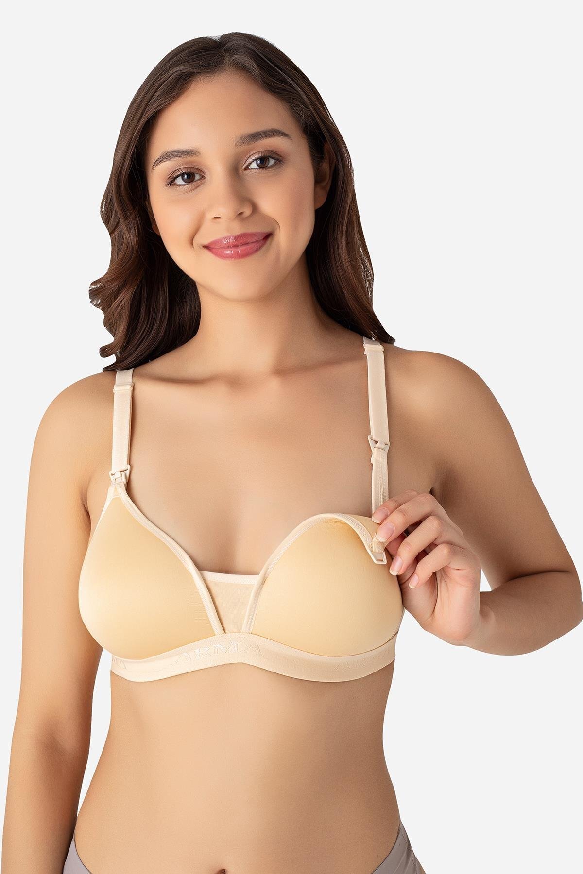 Arma Yıldız Kadın Ten Rengi Pamuklu Emzirme Sütyeni Balensiz, Kaplı, Göğüs Ucu Belli Etmez, Hamile & Lohusa Uyum