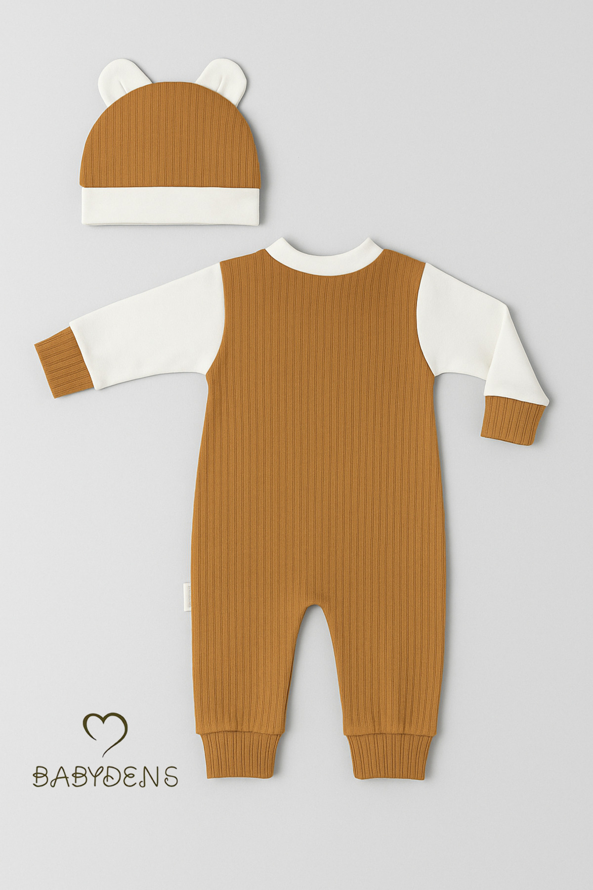 BABYDEN'S Teddy Bear Temalı Yenidoğan Fitilli Tulum Takımı Ayıcıklı Erkek Bebek Tulum Şapka Set %100pamuk fotoğrafı 3 (önizleme)