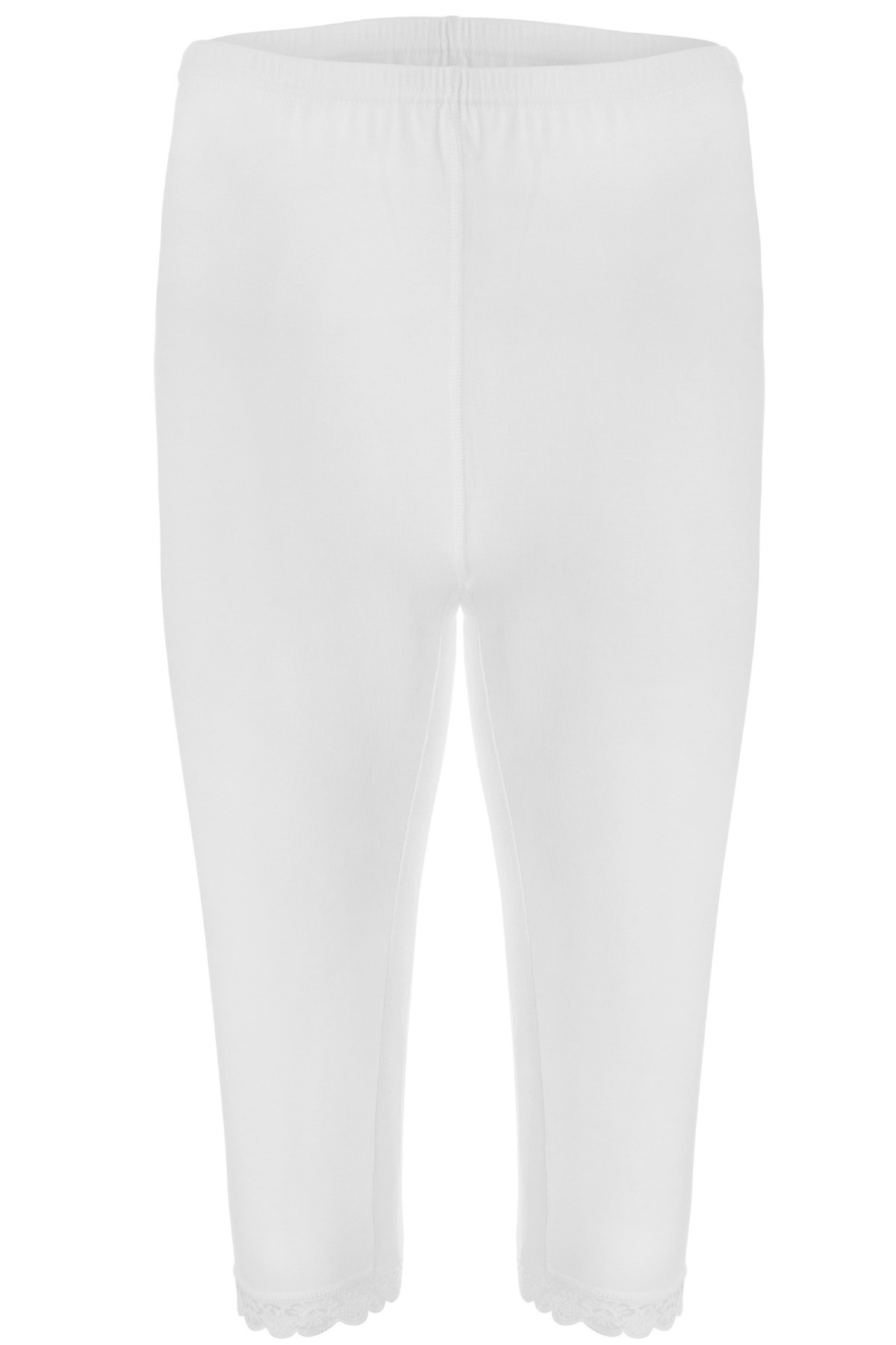 Women's 100% Cotton Lace Bermuda Capri White Tights 422