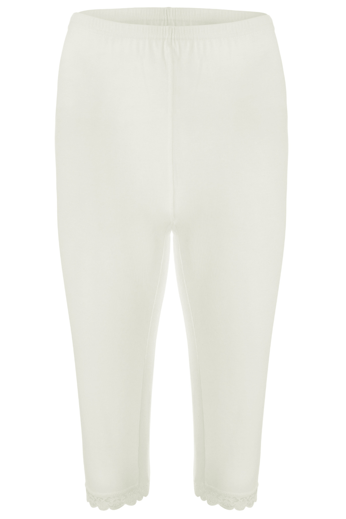 Women's 100% Cotton Lace Bermuda Capri Cream Leggings 422