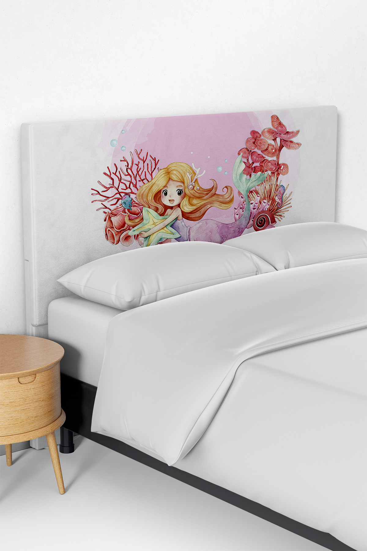 Mermaid Patterned Children's Bed Base Headboard CoverTLABK-253