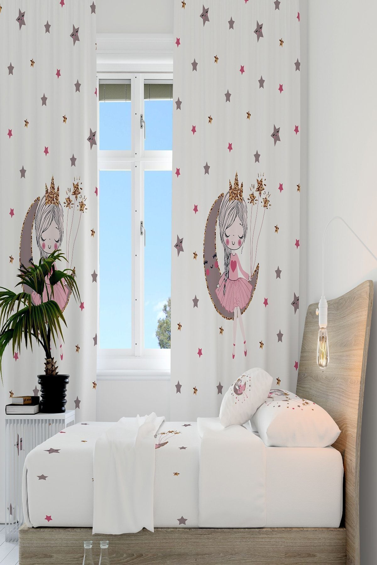 Talia Home Çocuk Odası Bebek Odası Prensesli Fon Perde 2 Kanat Tla-085 fotoğrafı 3 (önizleme)