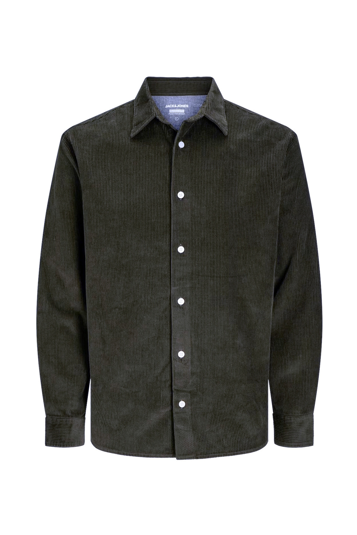 جک اند جونز پیراهن مردانه سبز تیره ریلکس JJCORDUROY OVERSHIRT LS