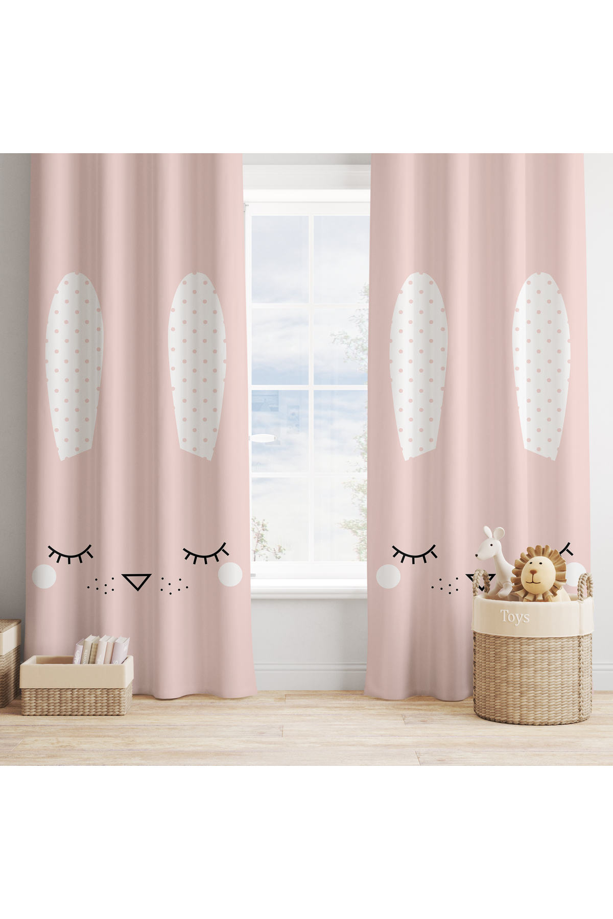 Talia Home Tavşan Desenli Çocuk Ve Bebek Odası Fon Perdesi 2 Kanat Tla-239 fotoğrafı 3 (önizleme)