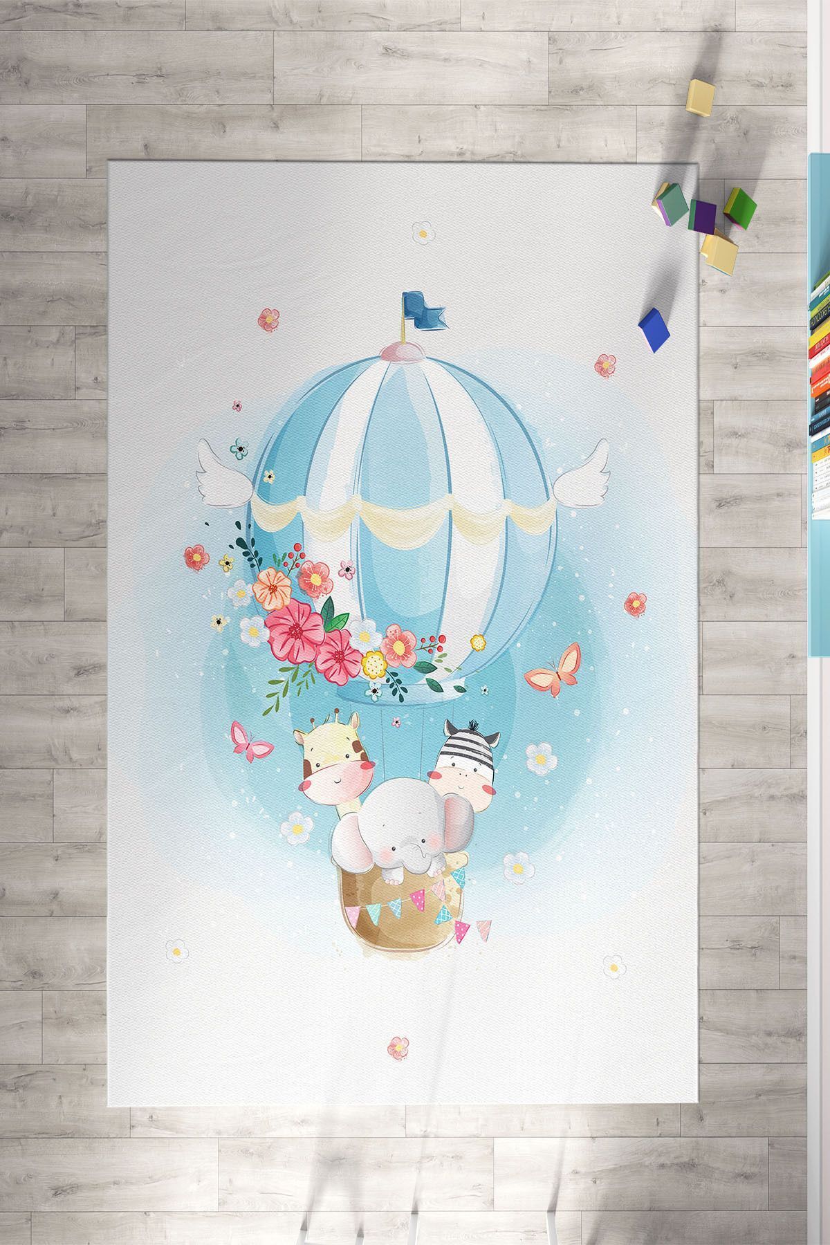 Kids Room Rug with Blue Balloon TLH-003