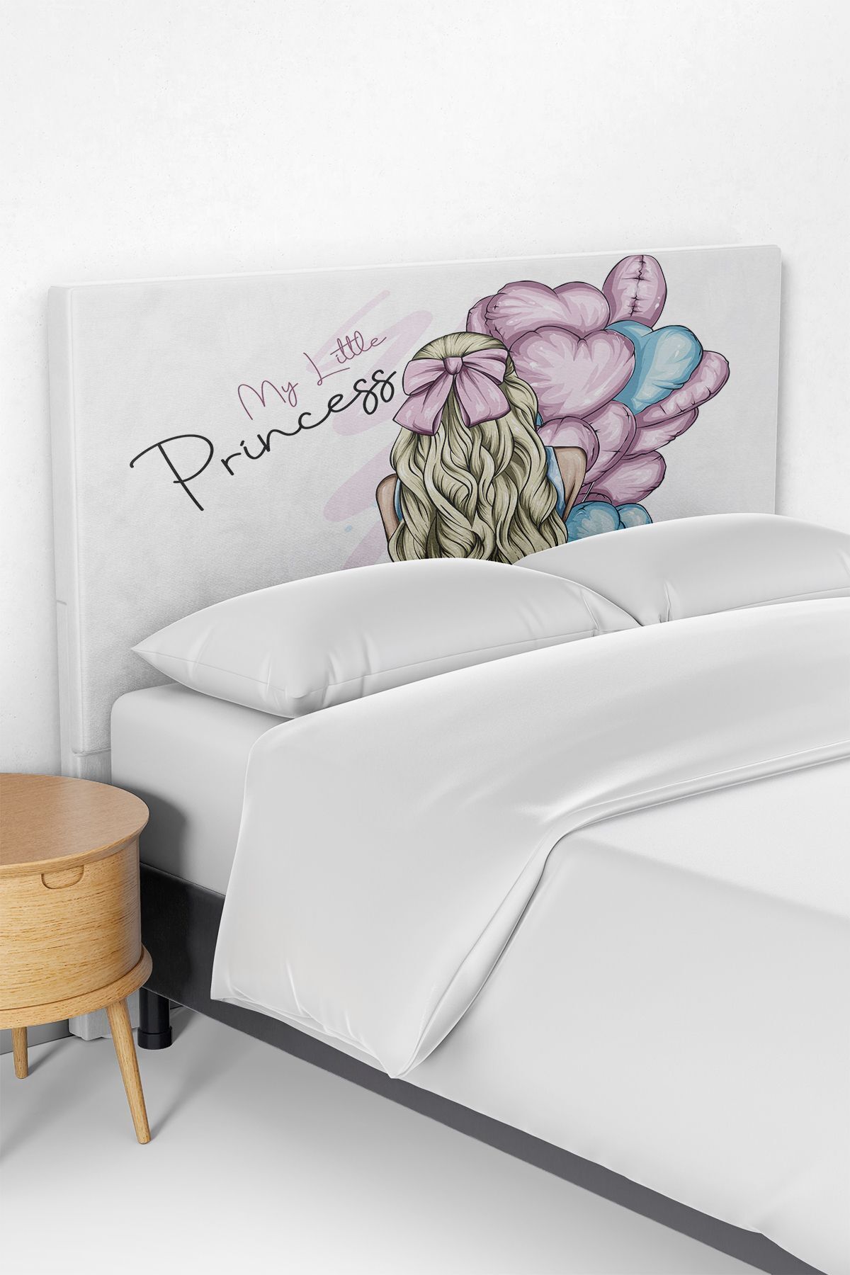 Talia Home Küçük Prensesim Desenli Çocuk Yatak Baza Başlık Kılıfı Tlabk-228