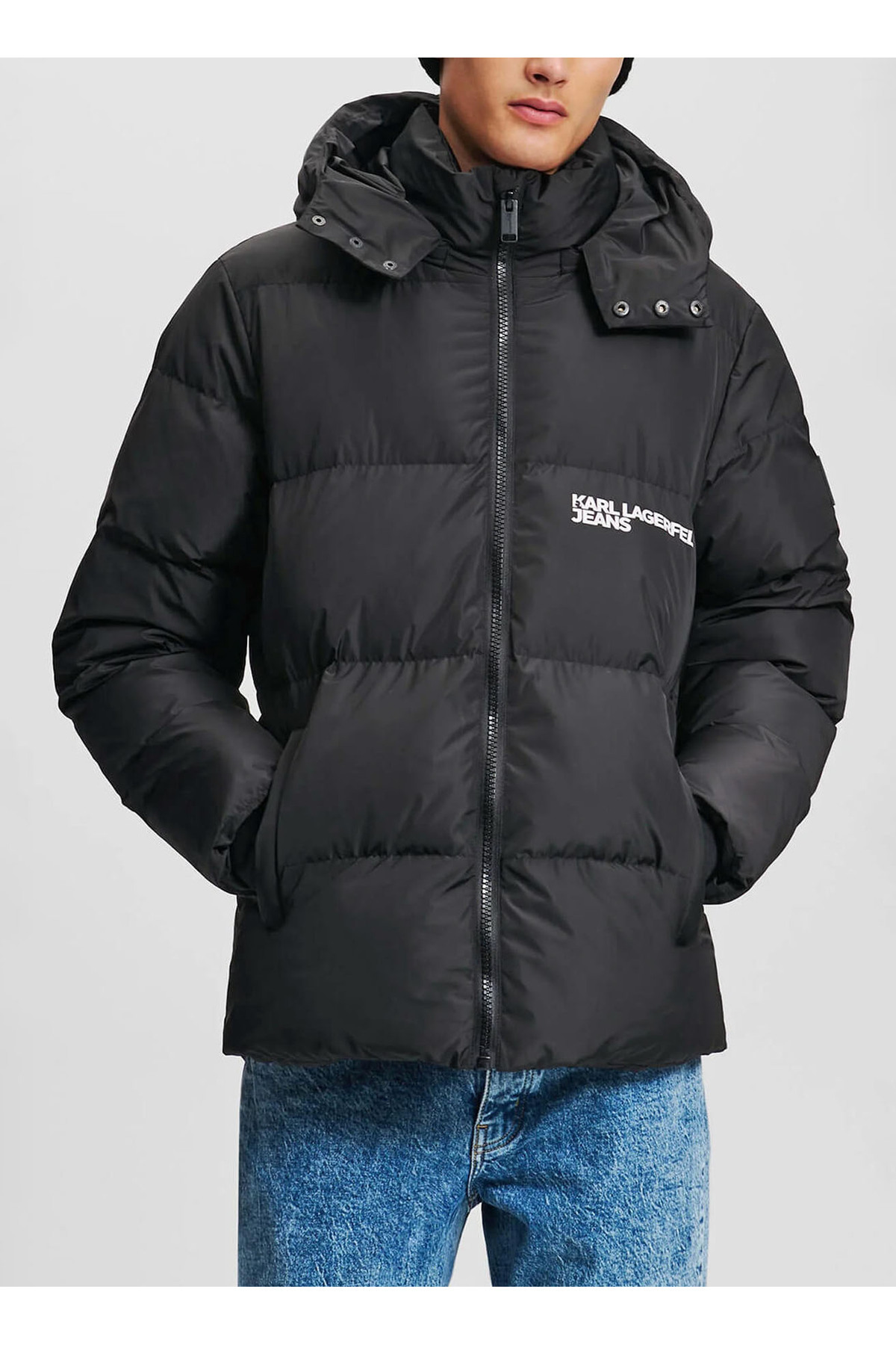 کارل لگرفیلد پالتو مردانه جین مشکی ۲۴۶D۱۵۰۴_KLJ شلوار جین معمولی پفی