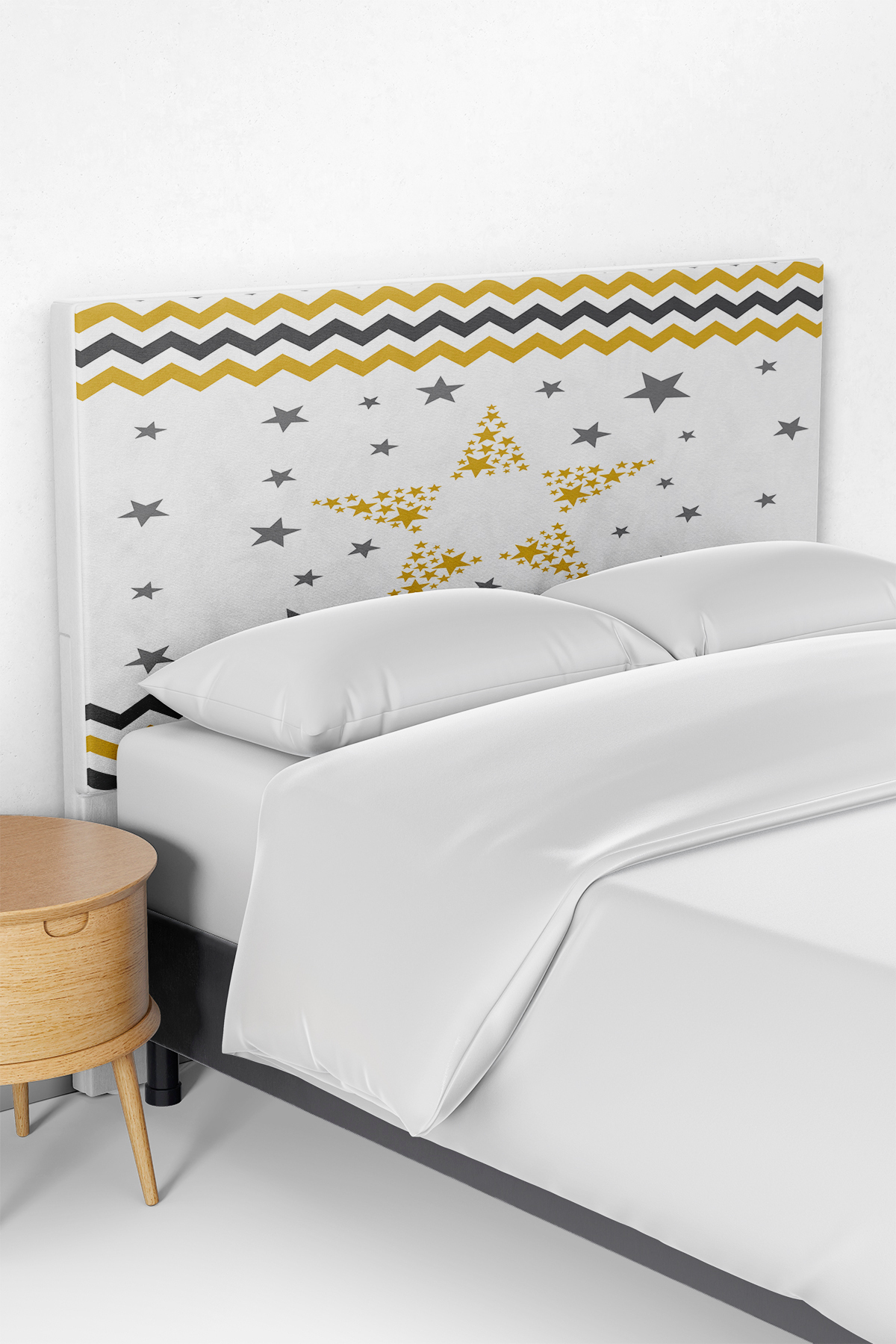 Yellow Ribbon Star Patterned Children's Bed Base Headboard CoverTLABK-216