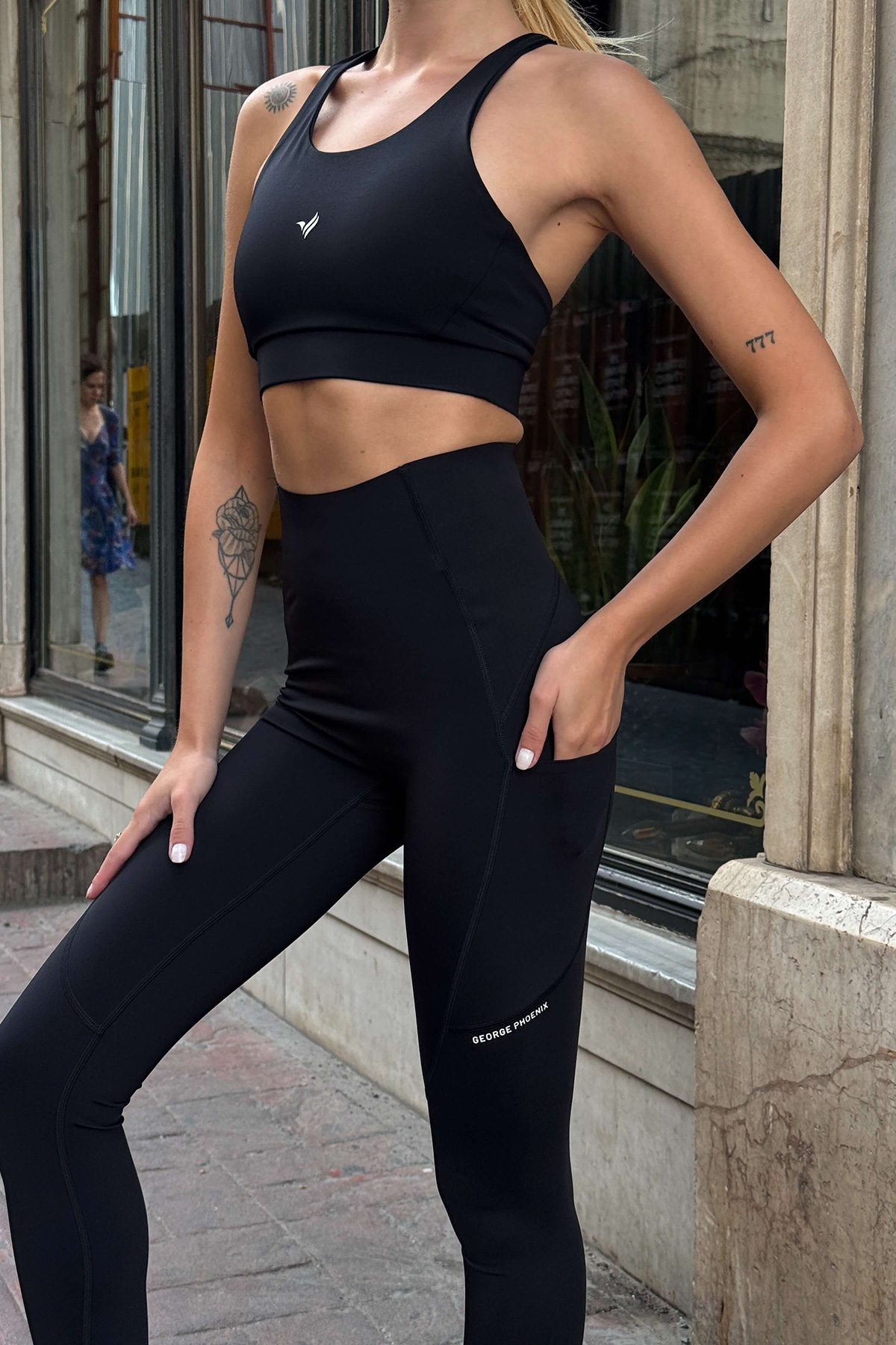 George Phoenix  Aero Motion Premium - Desenli Siyah Yüksek Bel Push-Up Toparlayıcı Tayt - Görsel 5