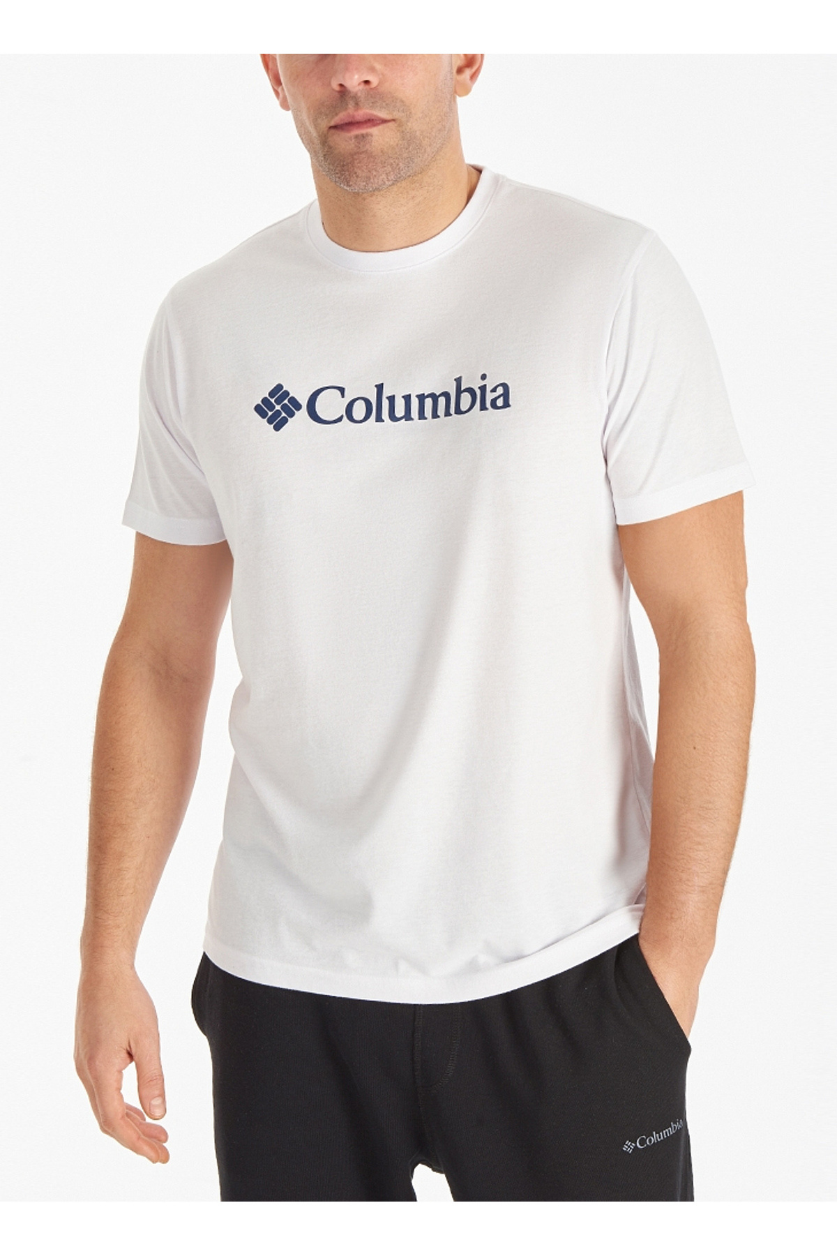 کلمبیا تی شرت مردانه سفید یقه گرد طرح معمولی CS0287 CSC M BASIC BIG LOGO BURSHED