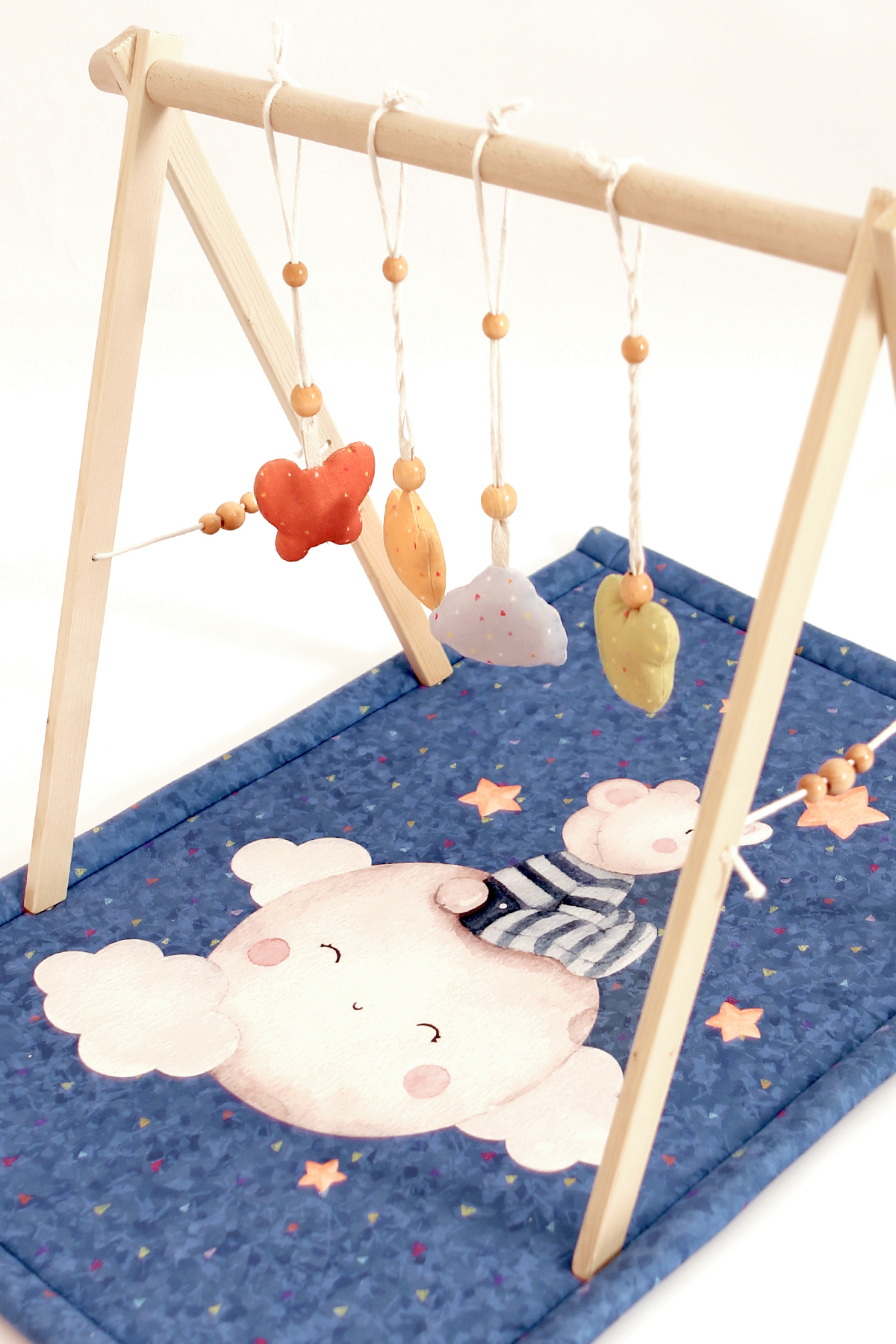 HAMUR Bebek Oyun Halısı Ahşap Oyun Matı Oyuncaklı Yenidoğan Aktivite Etkinlik Egzersiz Baby Gym Moon fotoğrafı 5 (önizleme)