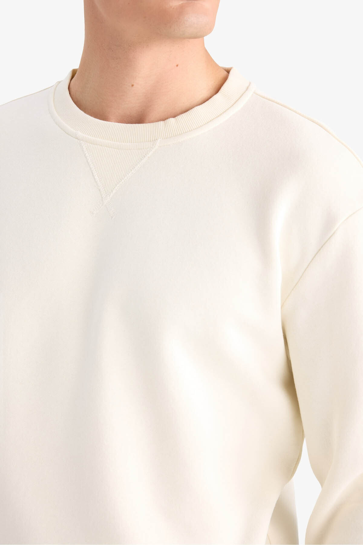 DeFacto Regular Fit Bisiklet Yaka Basic Düz Kalın Sweatshirt T3777AZ25AU görsel 5