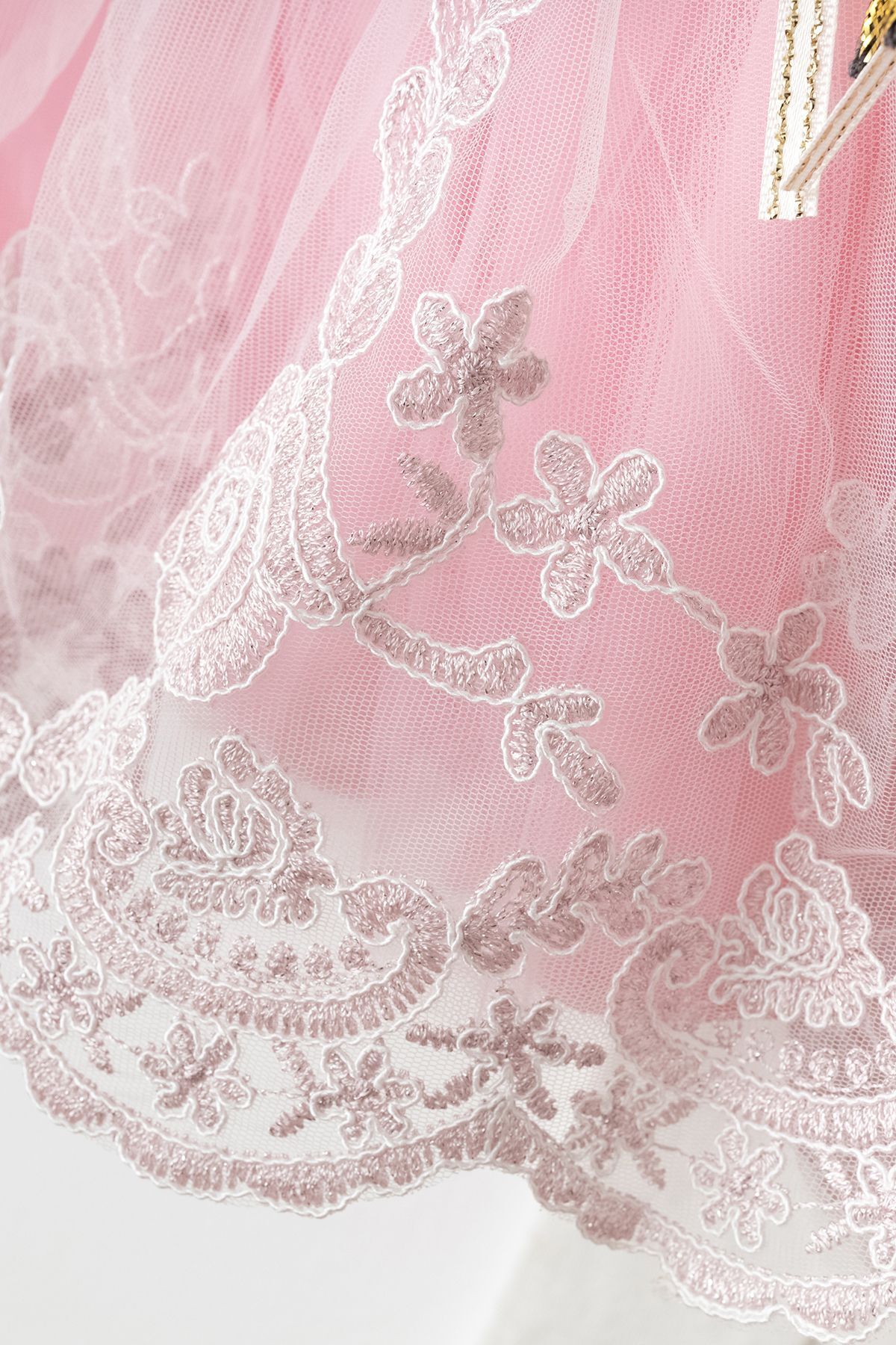 Petite Ponpon Baby Kız Bebek 0-6 Ay Gelinlik Elbise 5 Li Mevlütlük Set Uzun Kollu Fransız Dantelli Elbise fotoğrafı 6 (önizleme)